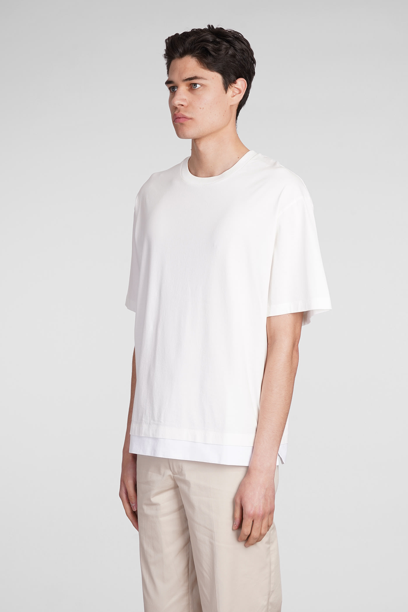 Neil Barrett Solid Color Slim Fit T-shirt With Eyelets Details In White