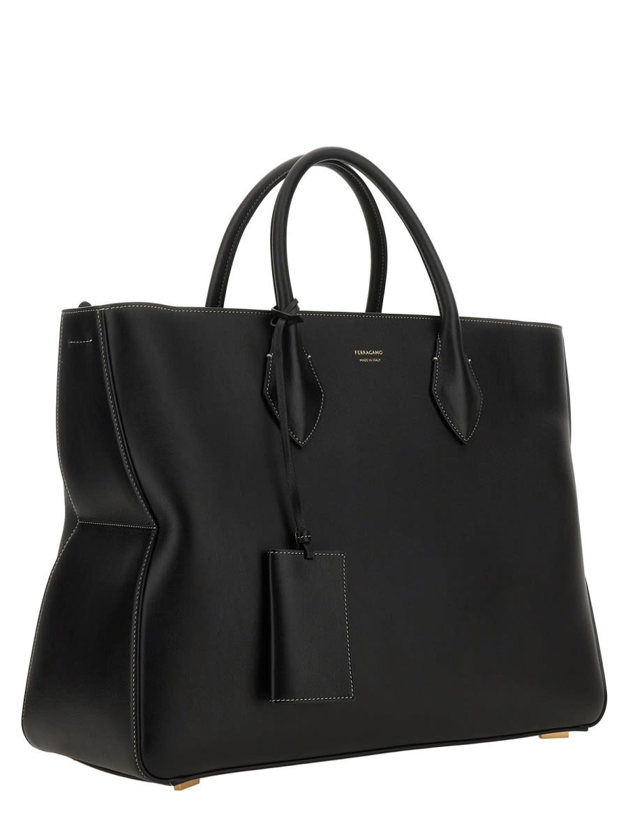 Ferragamo Star-shaped Tote Bag Large In Black