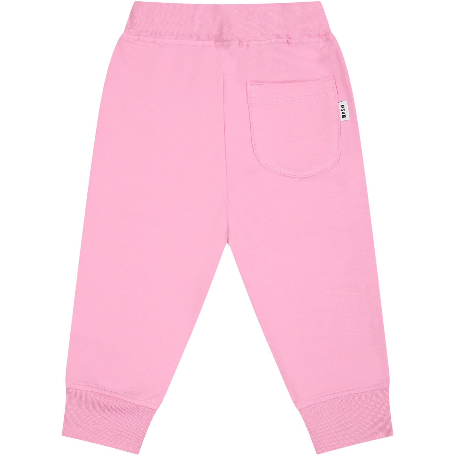 Shop Msgm Pink Trousers For Baby Girl With Logo