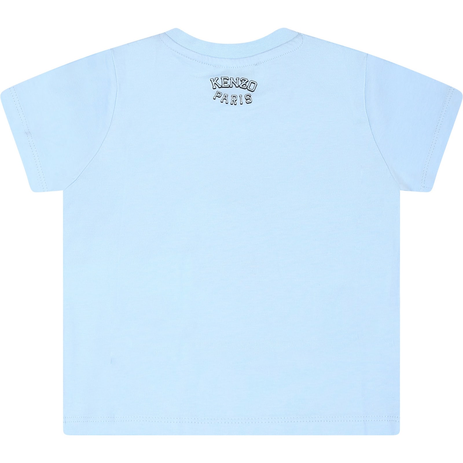 Shop Kenzo Light Blue T-shirt For Baby Boy With Iconic Tiger And Logo