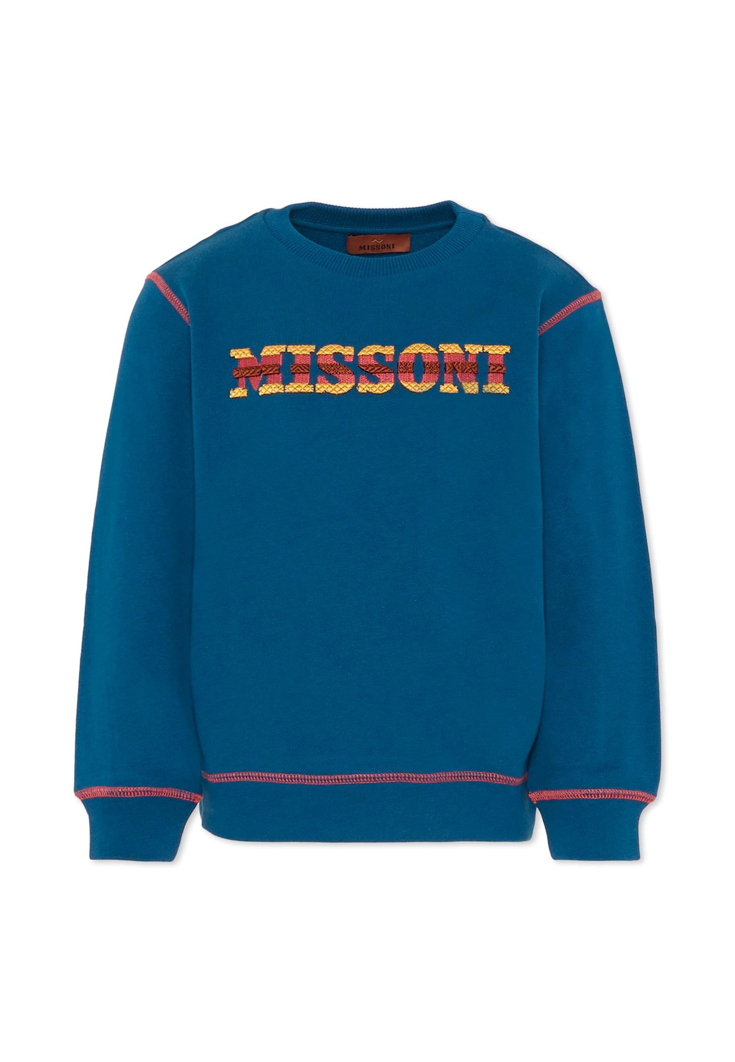 Missoni Blue Sweatshirt For Kids With Logo In Blue