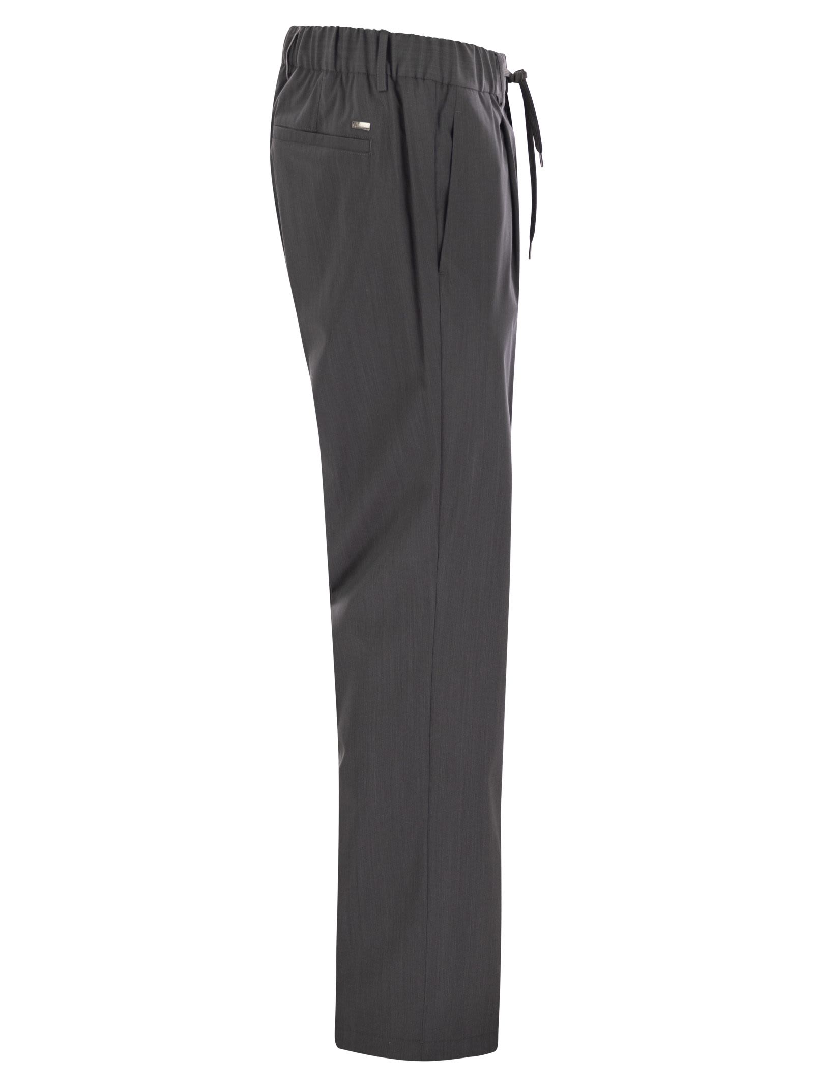 Herno Men Tech Wool Trousers In Anthracite