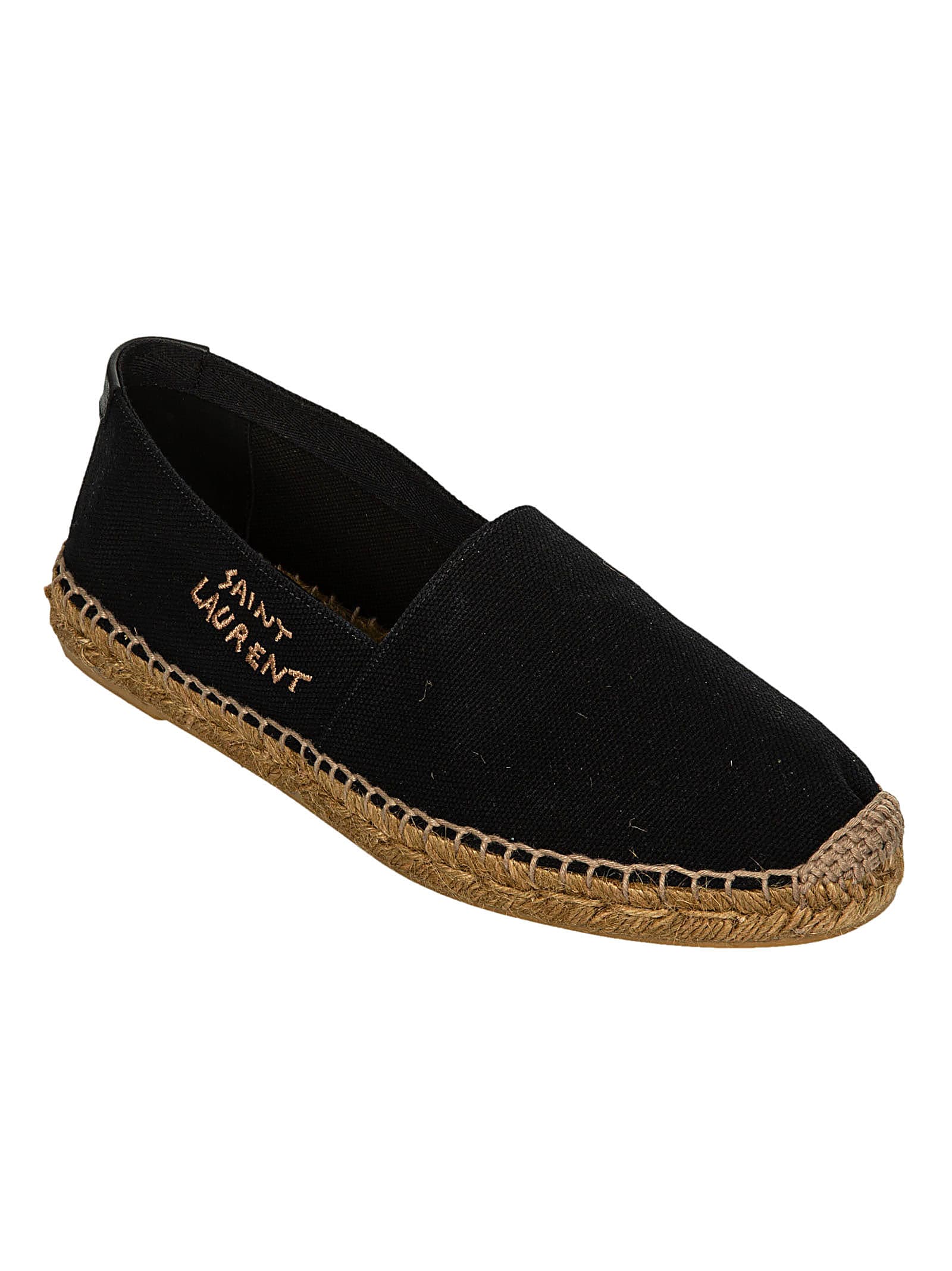 Shop Saint Laurent Logo Embroidered Espadrillas In Black