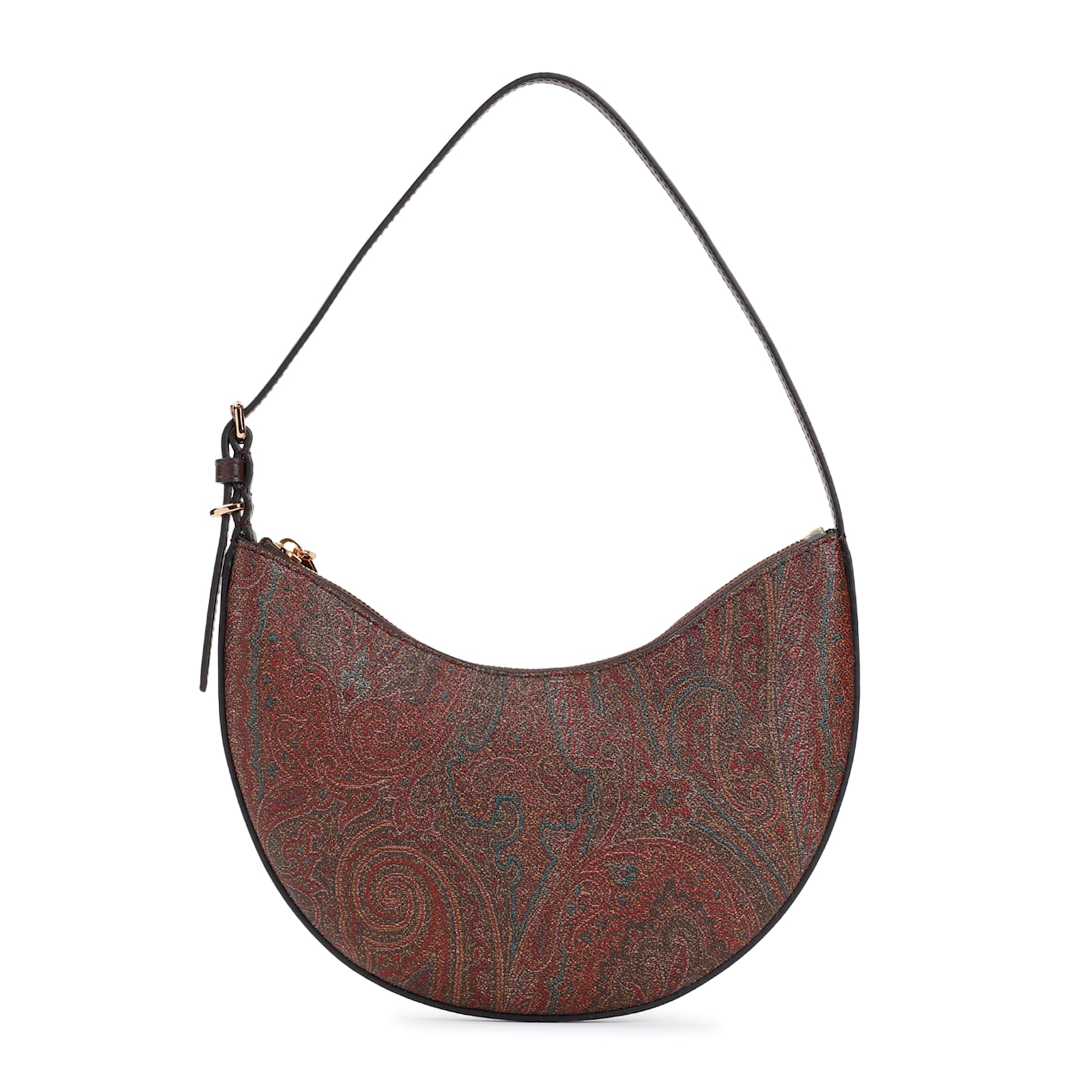 Etro Medium Paisley Leather Shoulder Bag In Brown