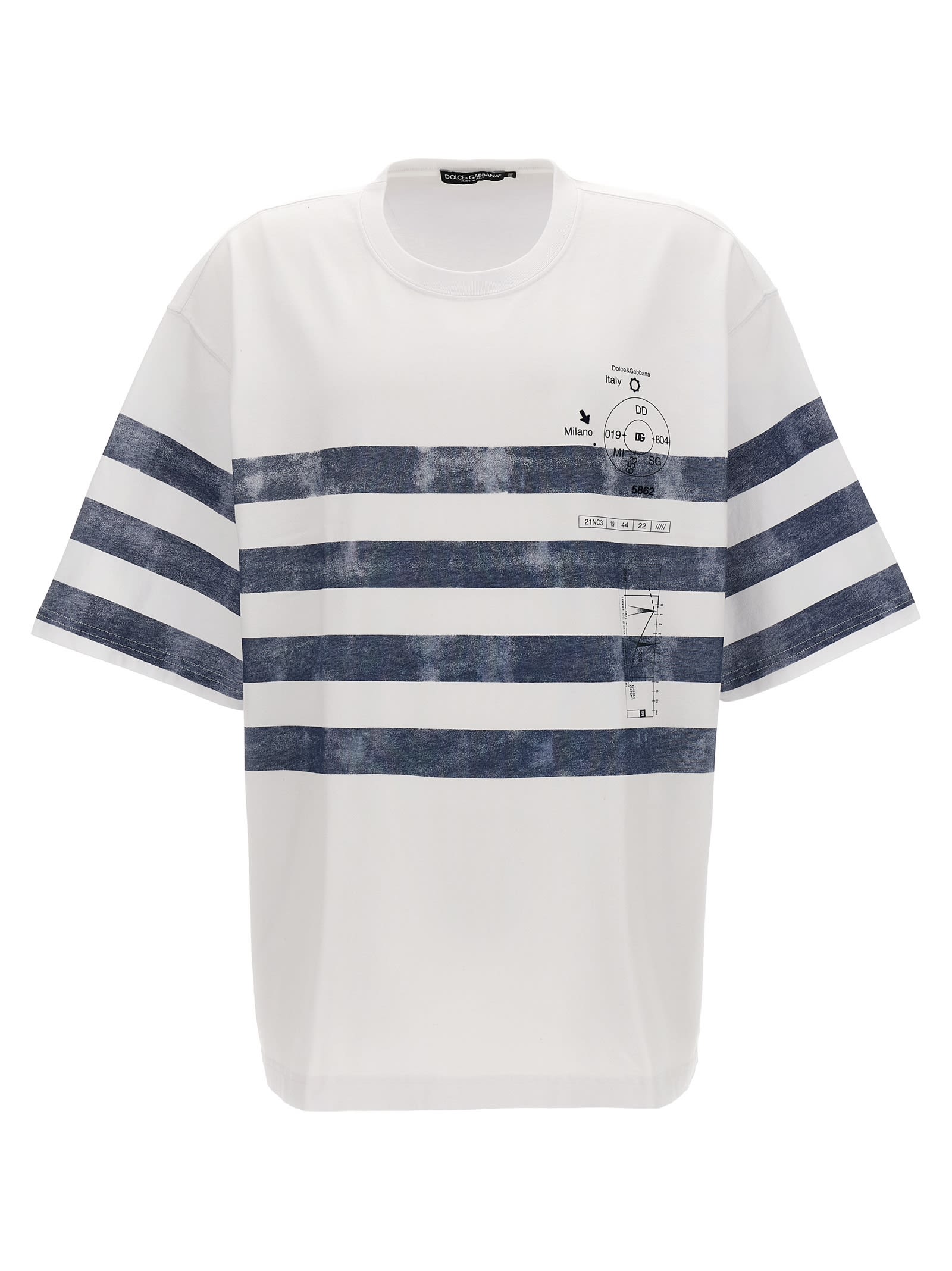 Shop Dolce & Gabbana Marina Print T-shirt In Bianco Azzurro