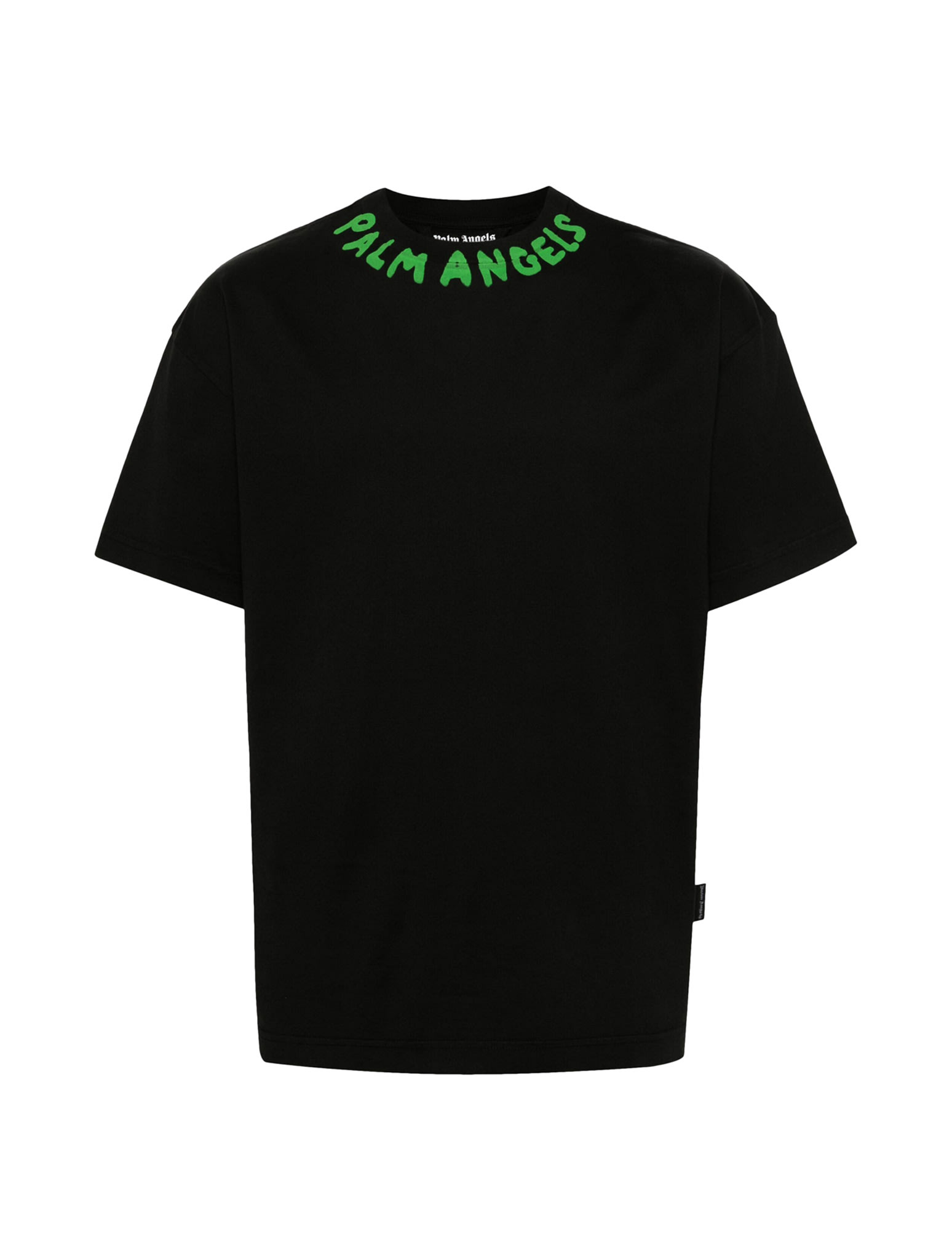 Shop Palm Angels Seasonal Logo Tee In Black Green Fluo