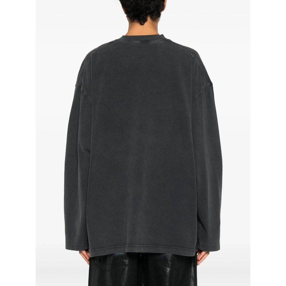 Alexander Wang Women Long Sleeves Shield Graphic Tee In Gray