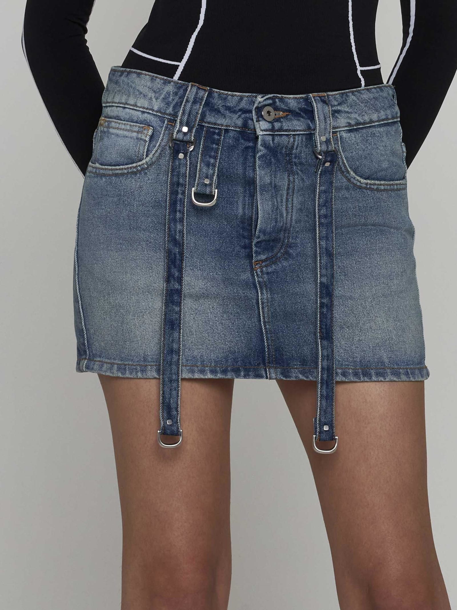 Shop Off-white Denim Cargo Miniskirt In Light Blue