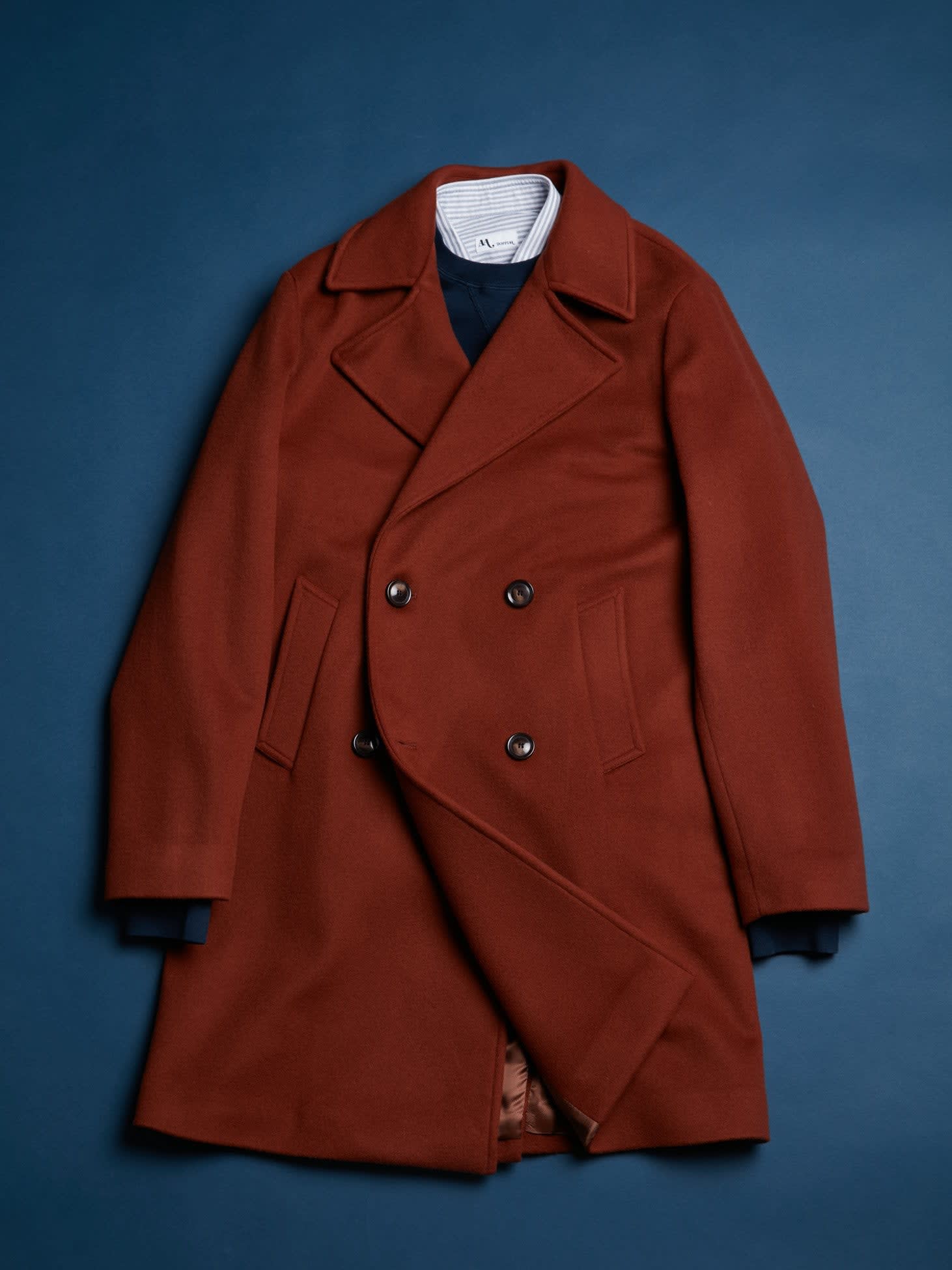 Aalbany Rust Double Breasted Coat