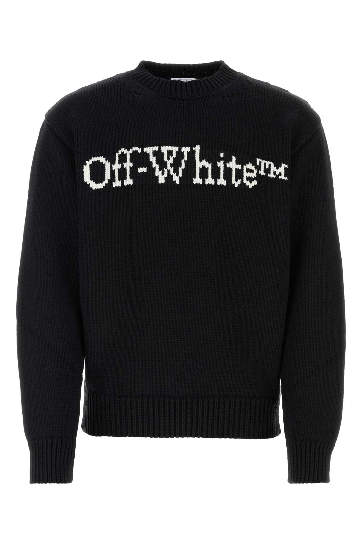 Shop Off-white Black Cotton Blend Sweater In 1001