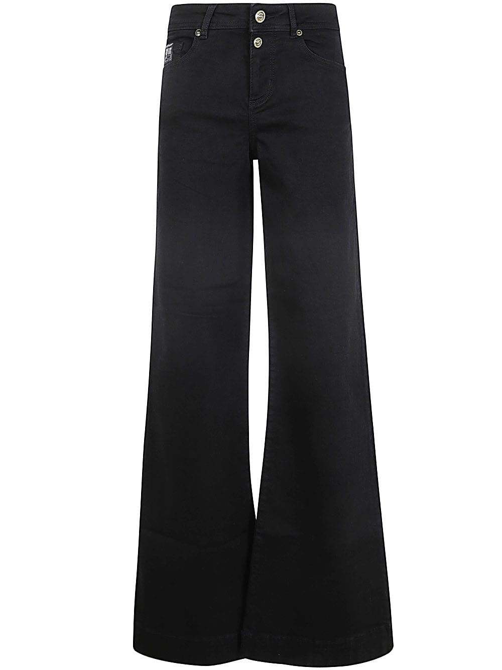 Shop Versace Jeans Couture Wide Leg Pants In Black Black