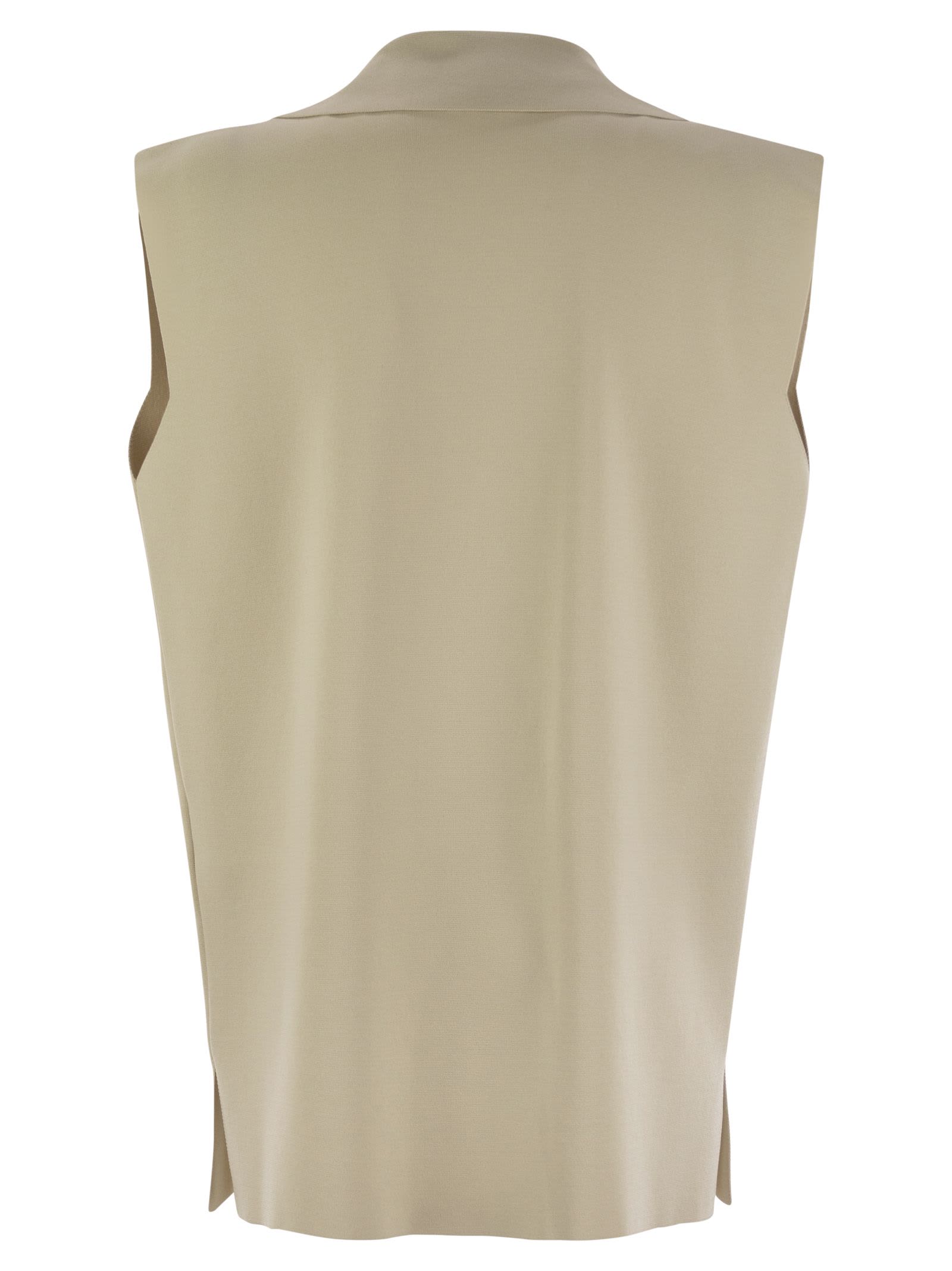 Fay Viscose Knit Vest With Hook In Cream