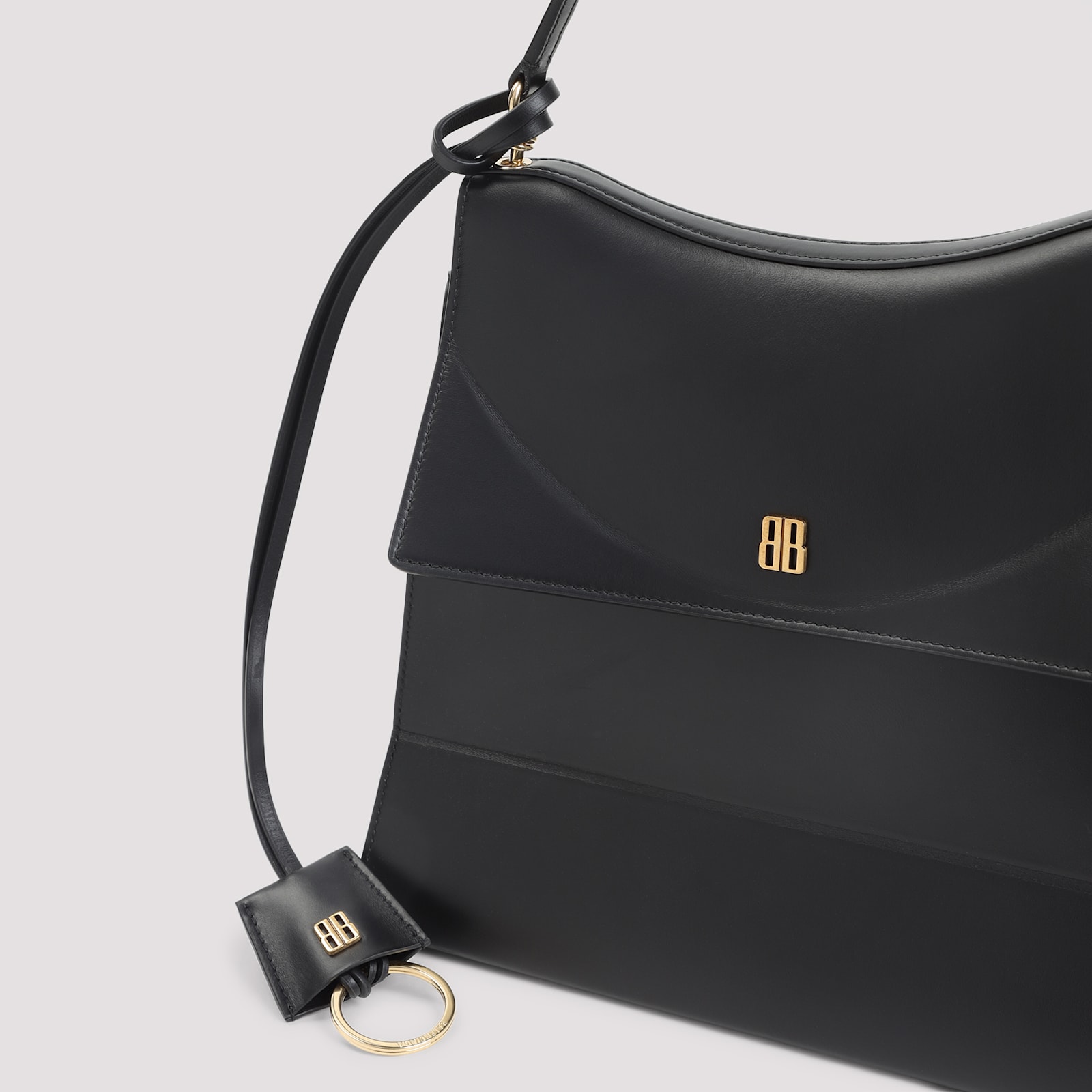 Balenciaga Medium Nano Leather Shoulder Bag In Black