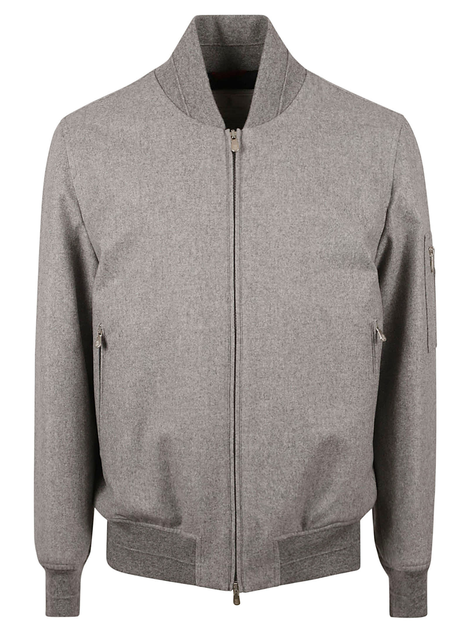 Brunello Cucinelli Side Zip Bomber In Light Grey/blue