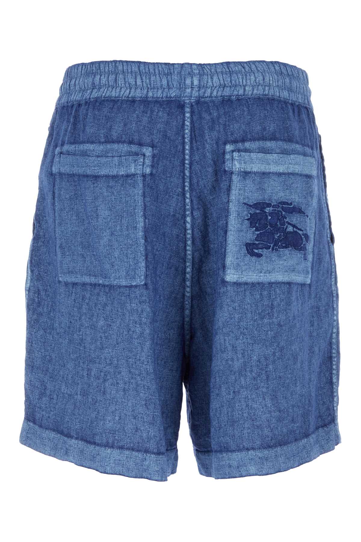 Shop Burberry Blue Linen Bermuda Shorts In Knight