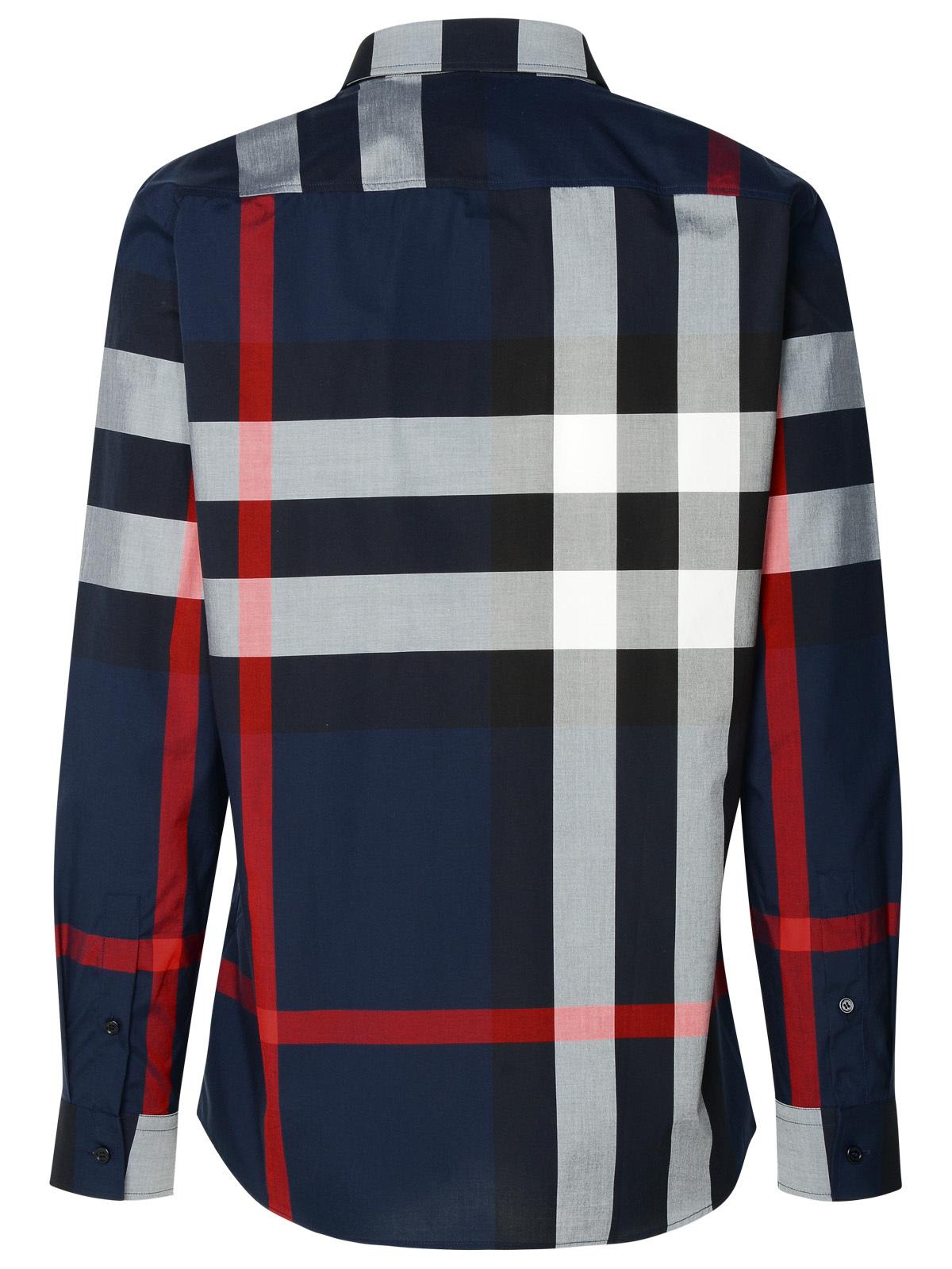 Shop Burberry Navy Cotton Shirt