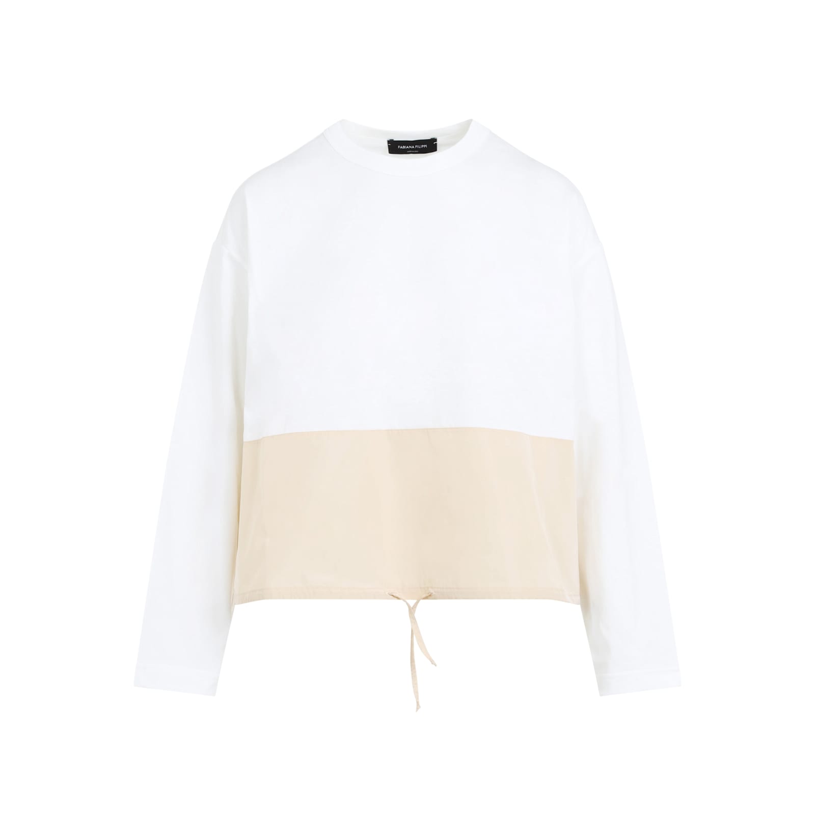 Shop Fabiana Filippi Ls T-shirt In Bianco Vaniglia