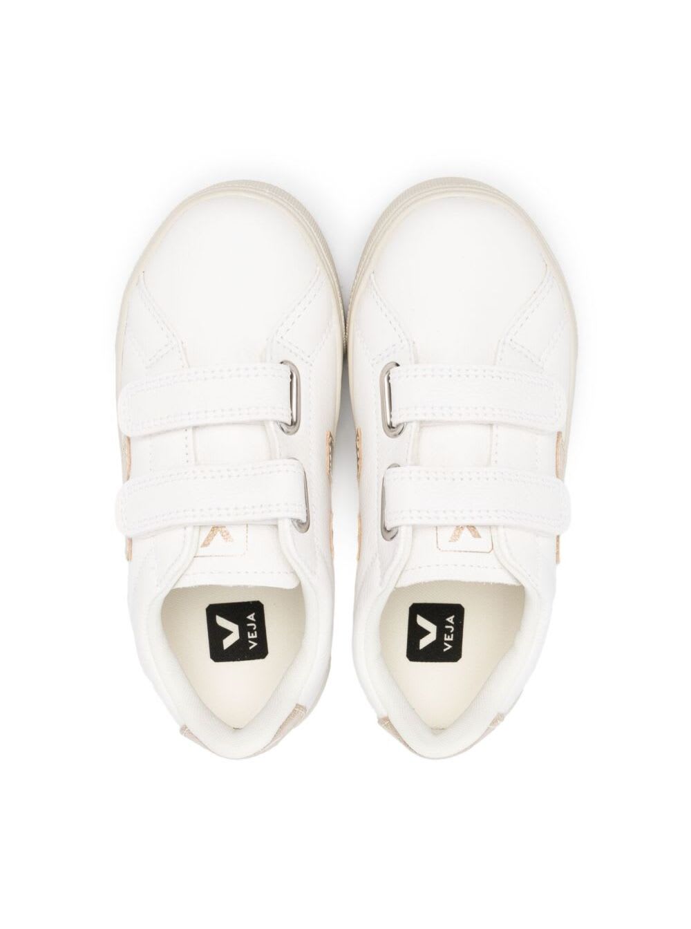 Shop Veja White Sneaker With Platinum Logo And Heel Tab In Leather Girl