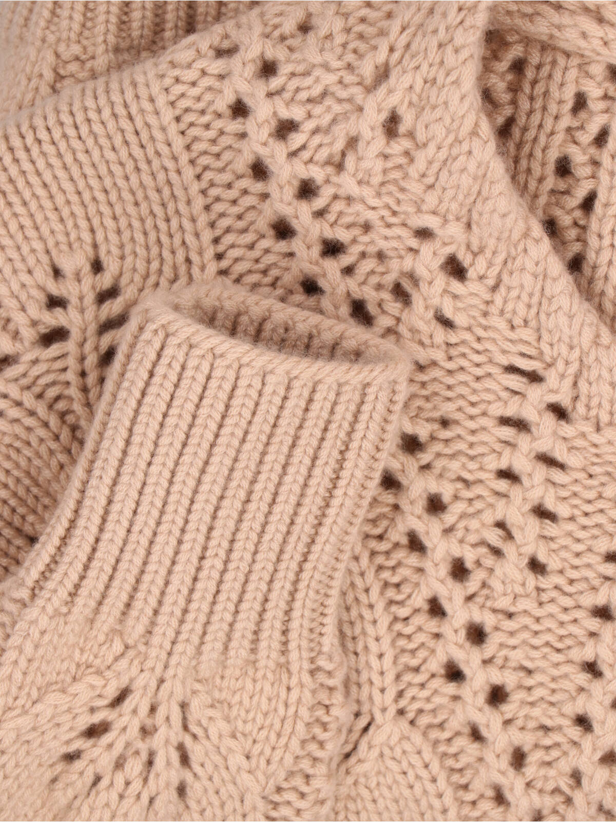 Ermanno Scervino Cashmere Sweater With Openwork Floral Design And V-neckline In Gold