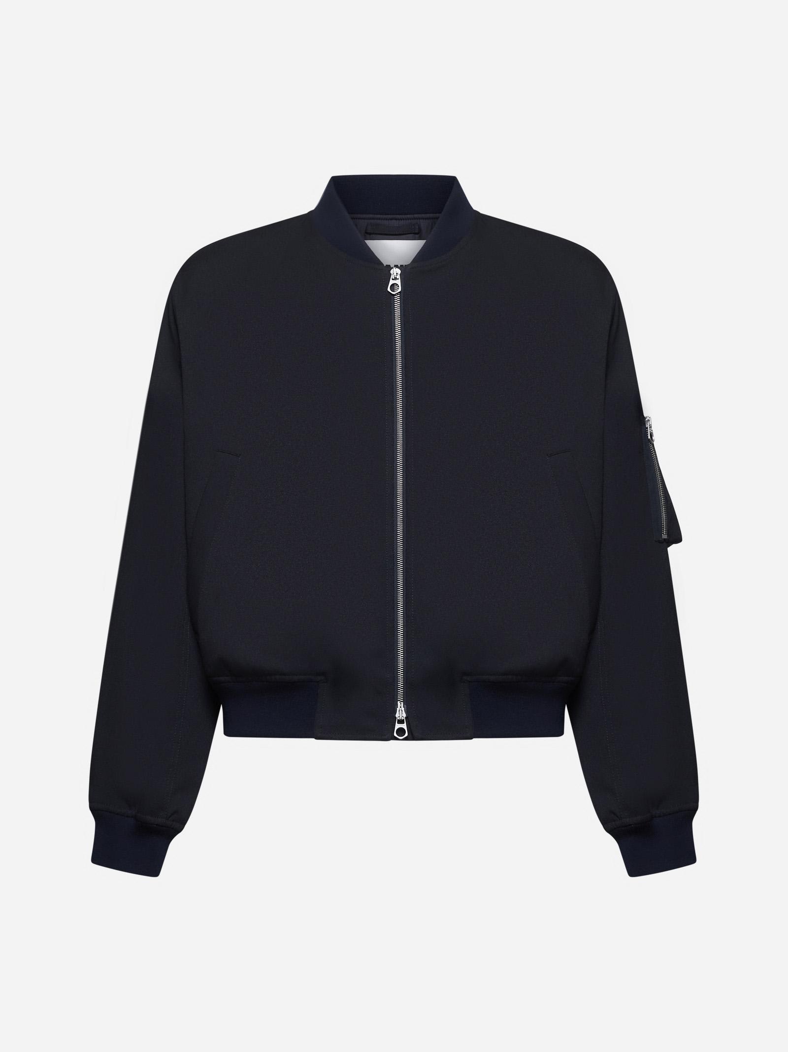 Blue Nylon Padded Bomber Jacket