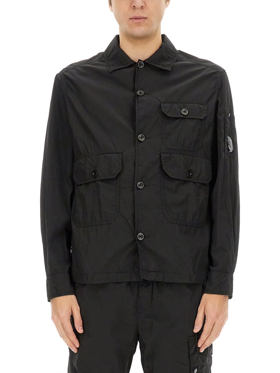 C.p. Company C.p.company Jacket With Gabardine In Black