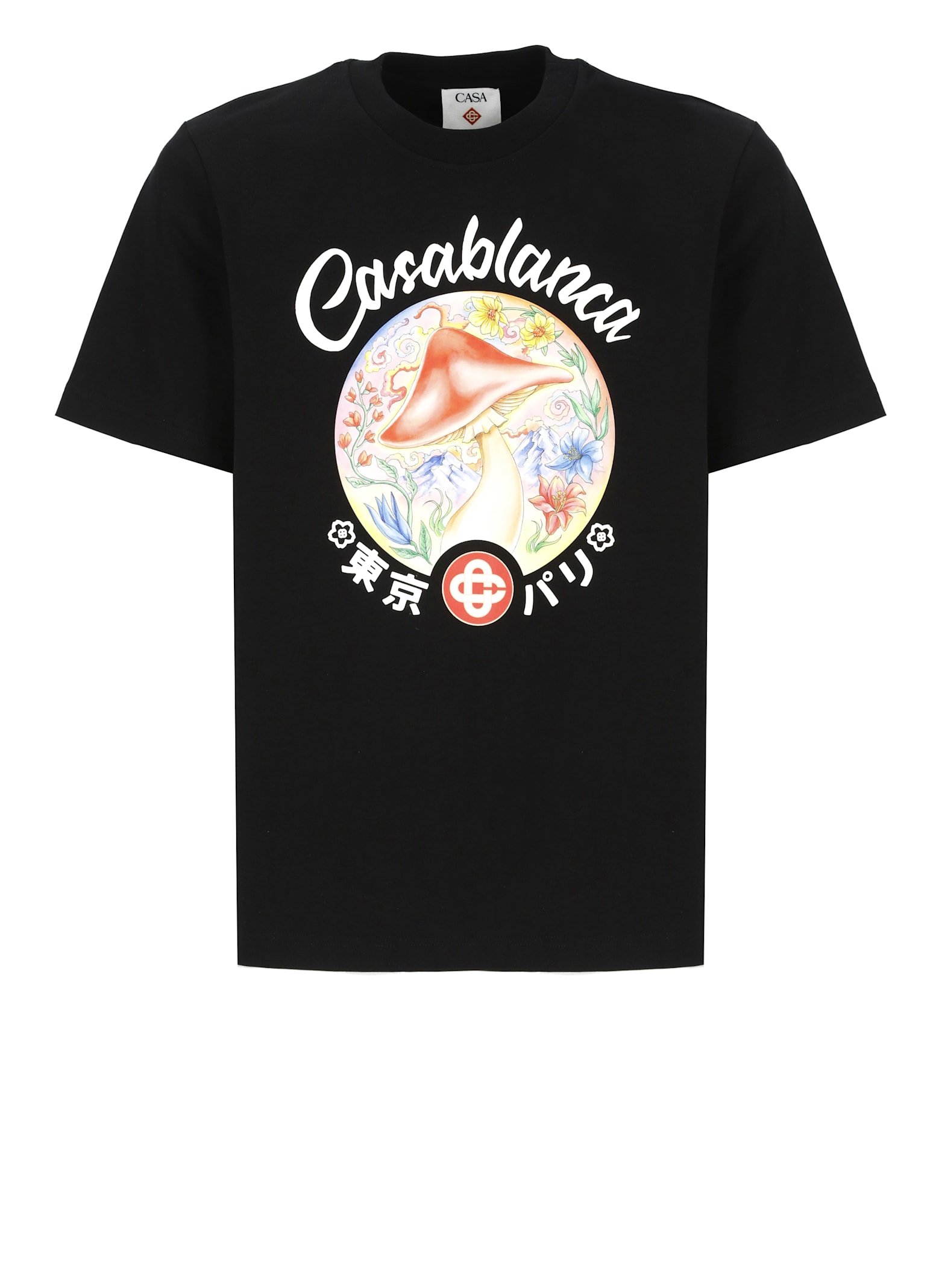 Casablanca Black Crewneck T-shirt With Logo On The Front In Black
