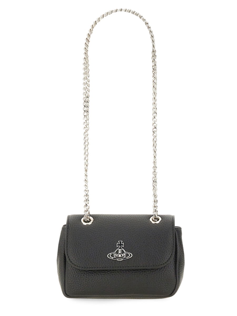 Vivienne Westwood Textured Black Handbag With Chain Strap