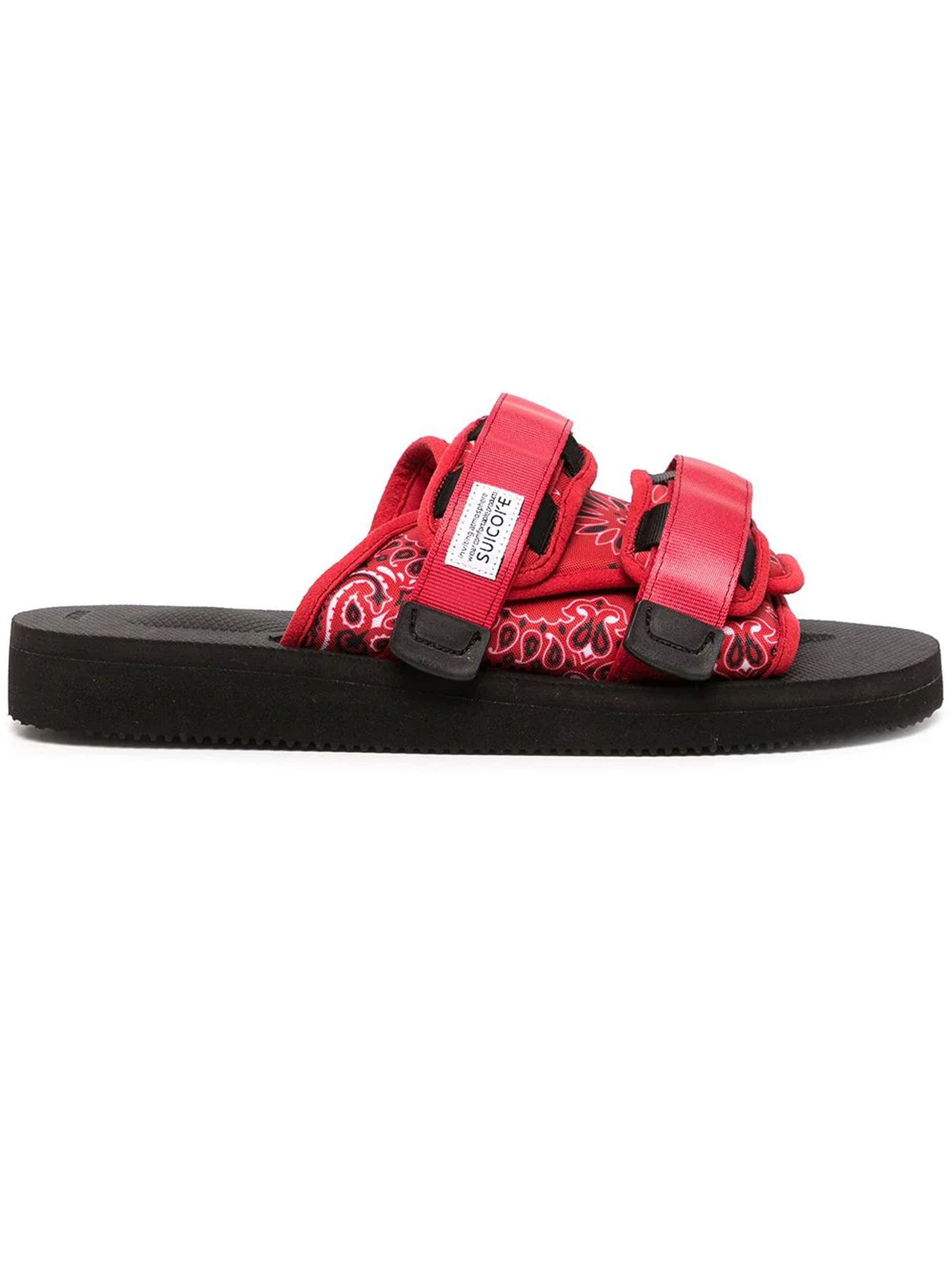 SUICOKE Red Moto-cab Touch-strap Sandals