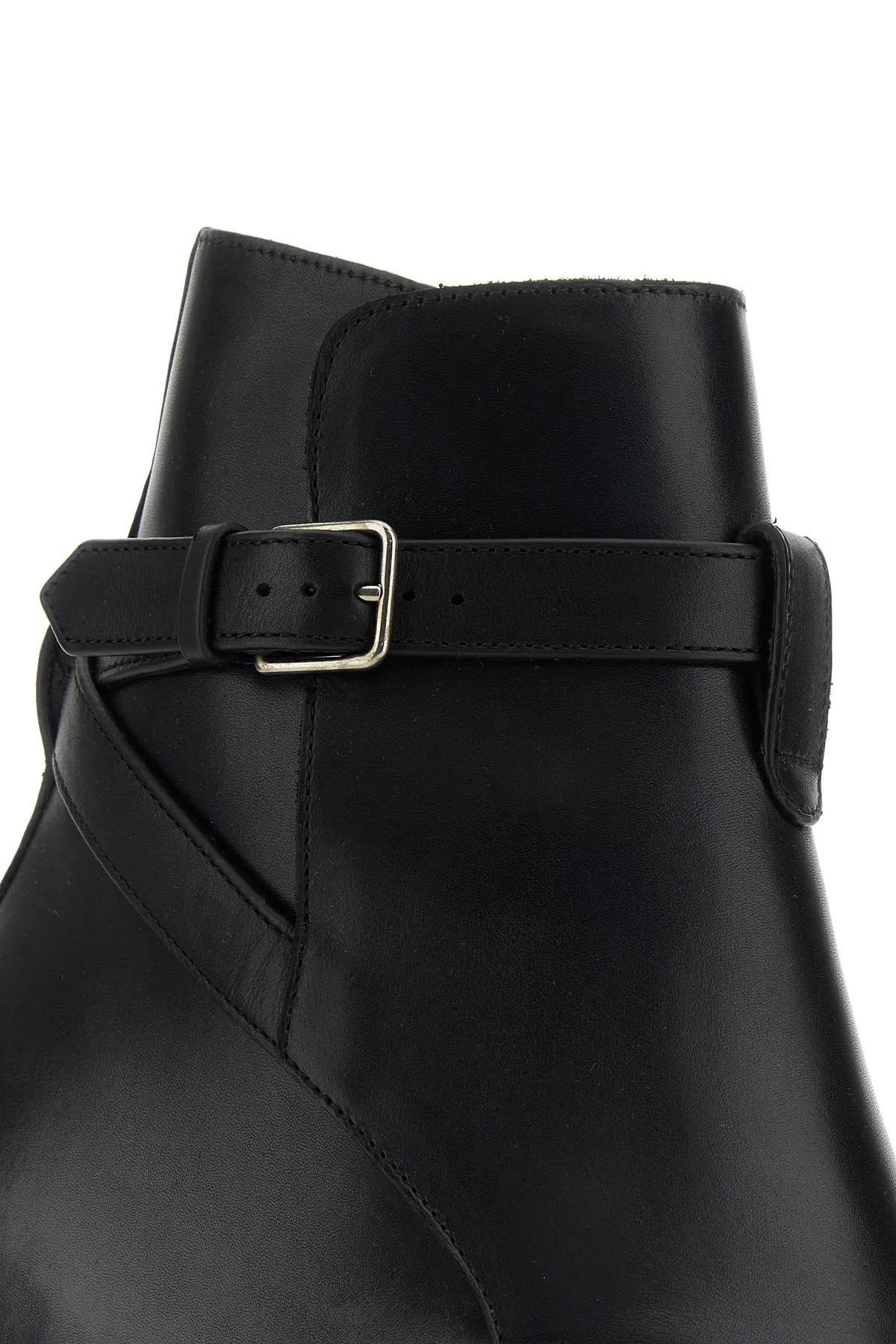 Shop Saint Laurent Black Leather Wyatt 30 Ankle Boots