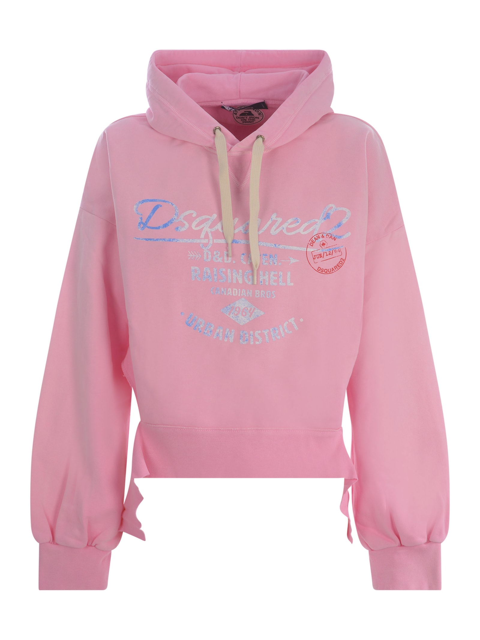 Shop Dsquared2 Hooded Sweatshirt  In Cotton In Rosa