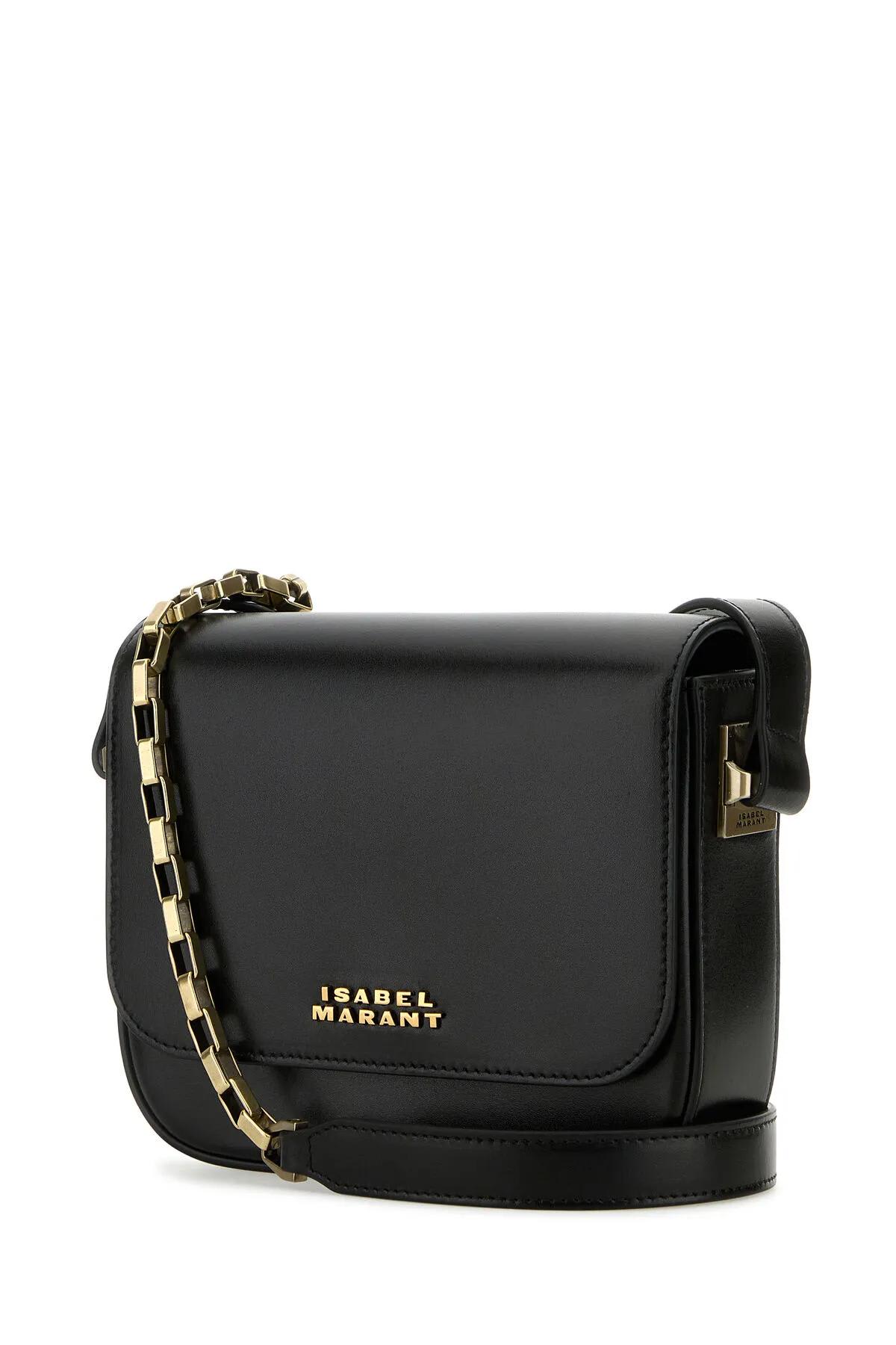 Shop Isabel Marant Black Leather Small Lizza Crossbody Bag