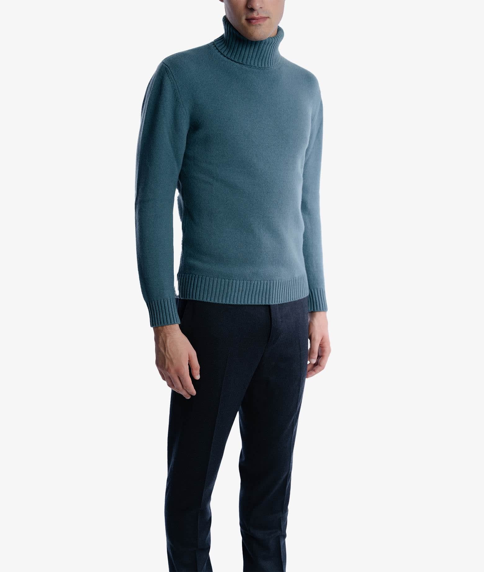 Shop Larusmiani Turtleneck Sweater Diablerets Sweater In Teal