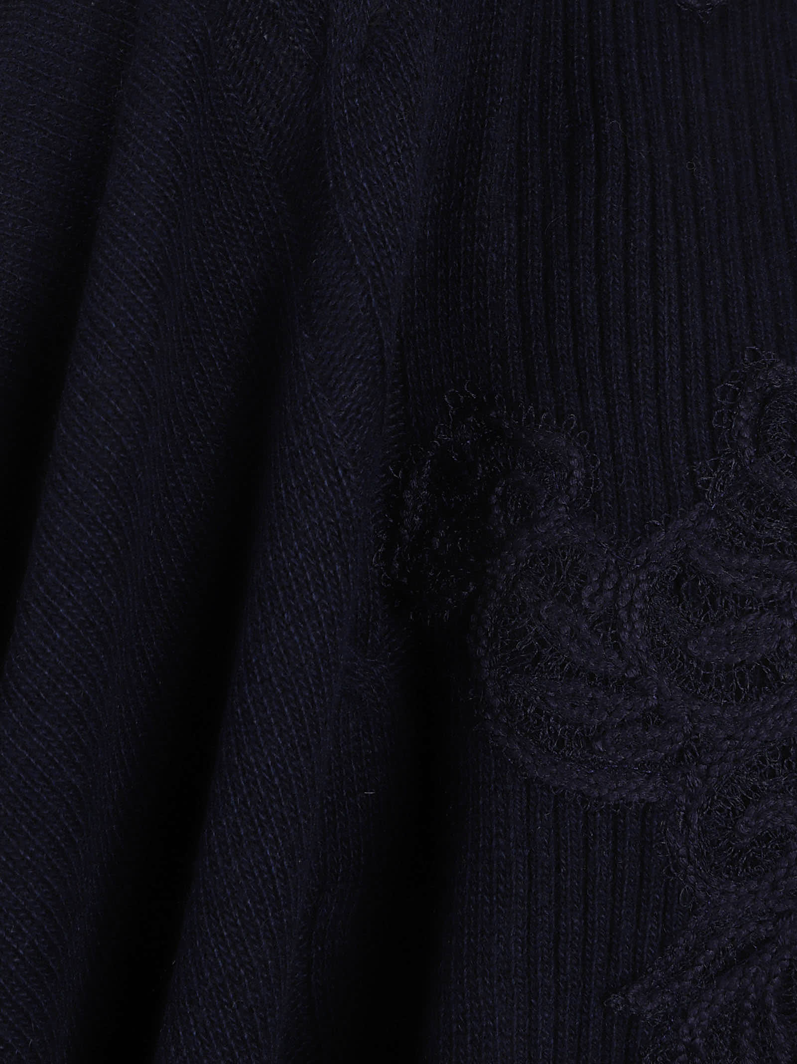 Ermanno Scervino Draped Cape With Embroidered Ribbed Texture In Blue