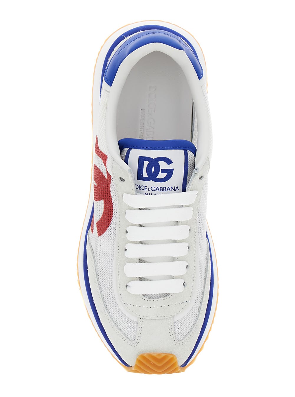 Shop Dolce & Gabbana Aria Multicolor Running Sneakers With Logo Detail In Suede And Tech Fabric Woman In White