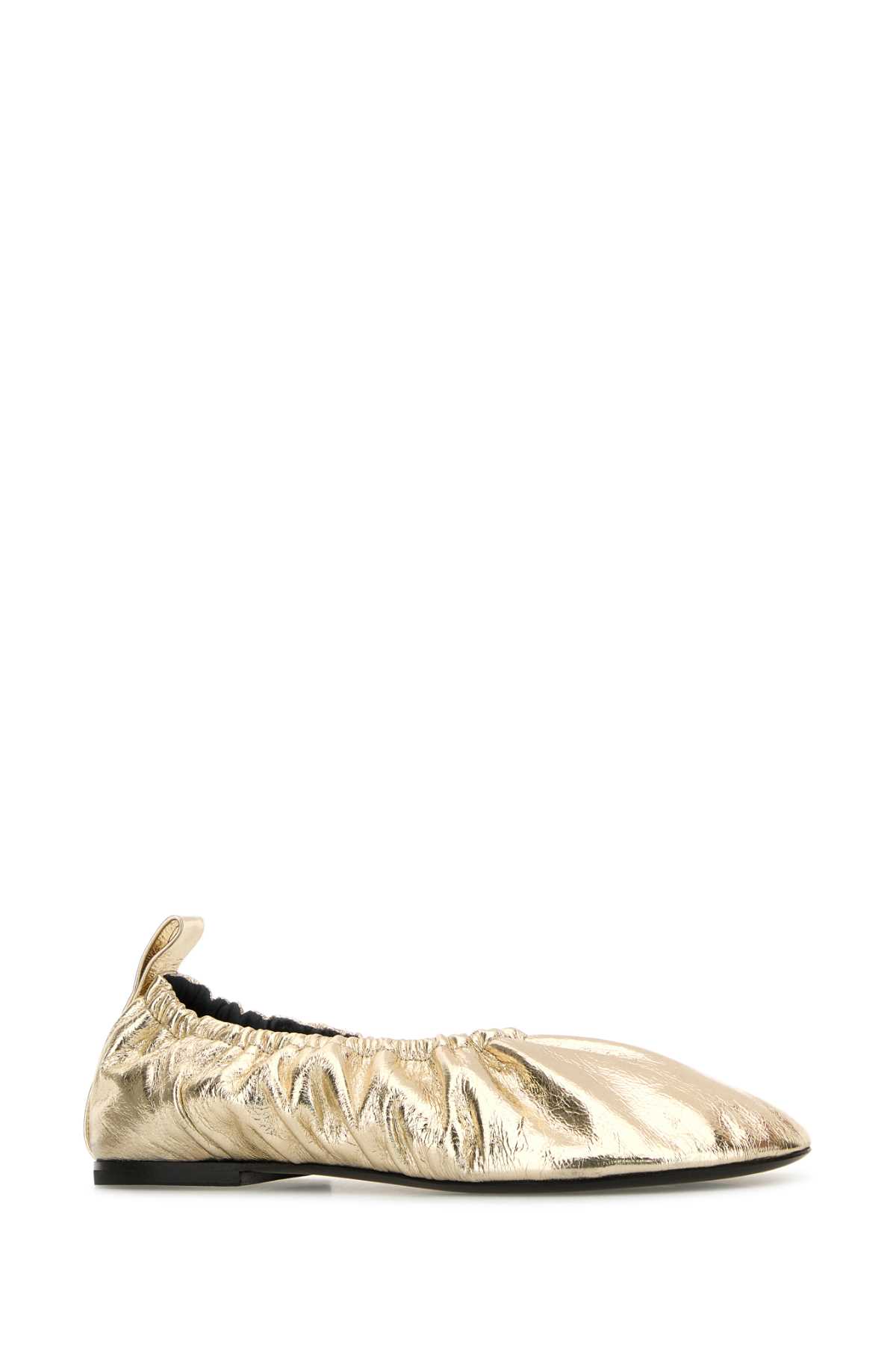 Shop Jil Sander Gold Leather Ballerinas In Platino