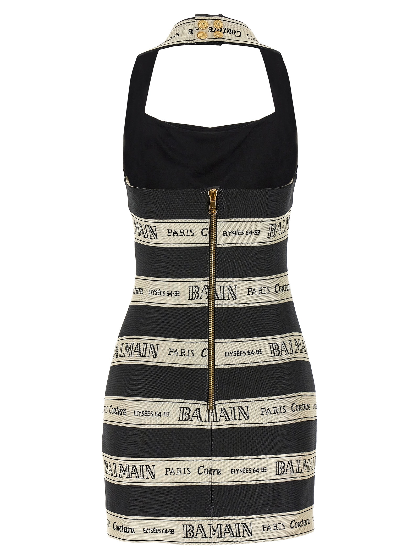 Balmain Striped Halterneck Jacquard Minidress In Multicolor
