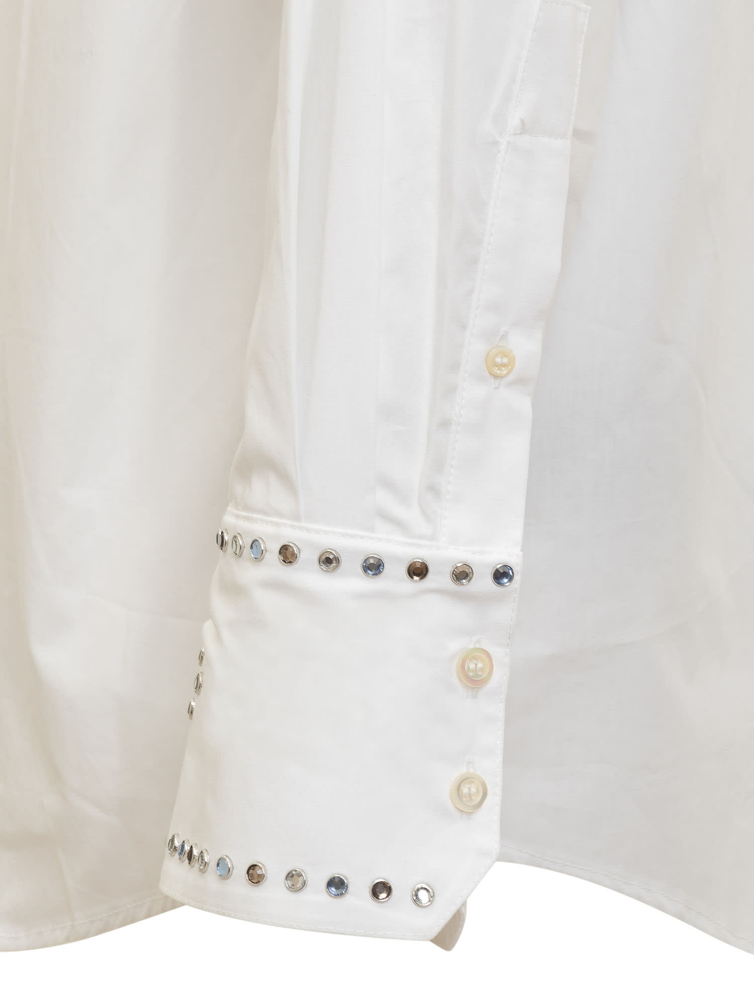 Shop Bluemarble Shirt With Rhinestones In White