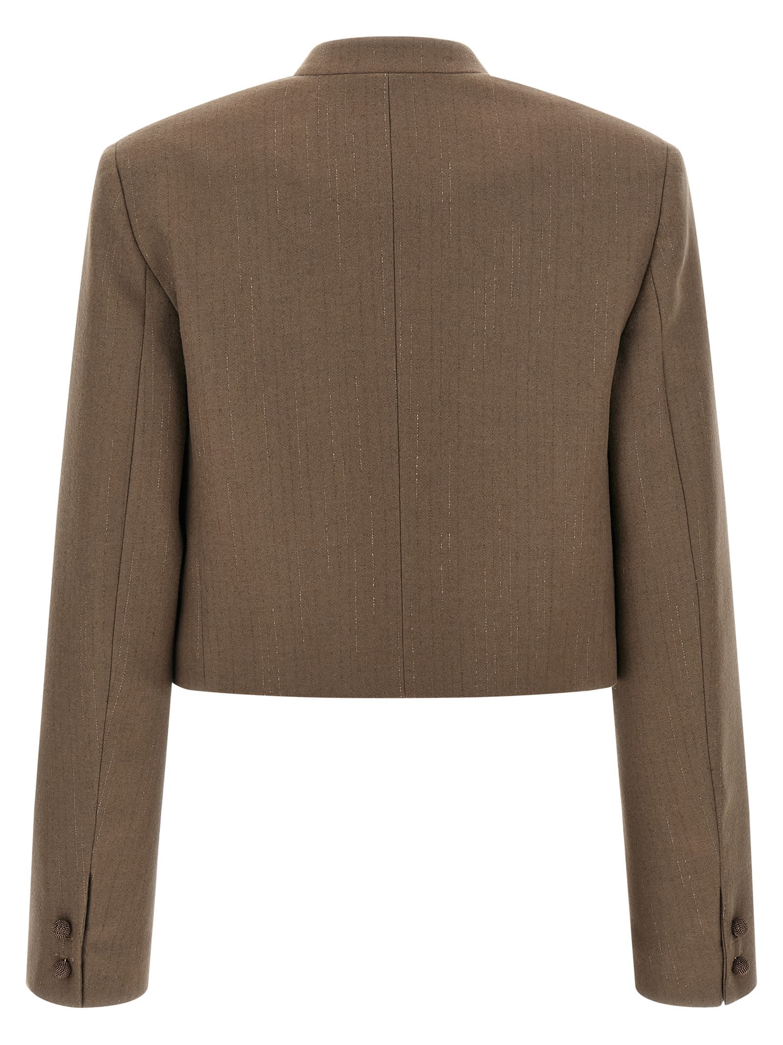 Fabiana Filippi Cropped Pinstripe Jacket In Brown