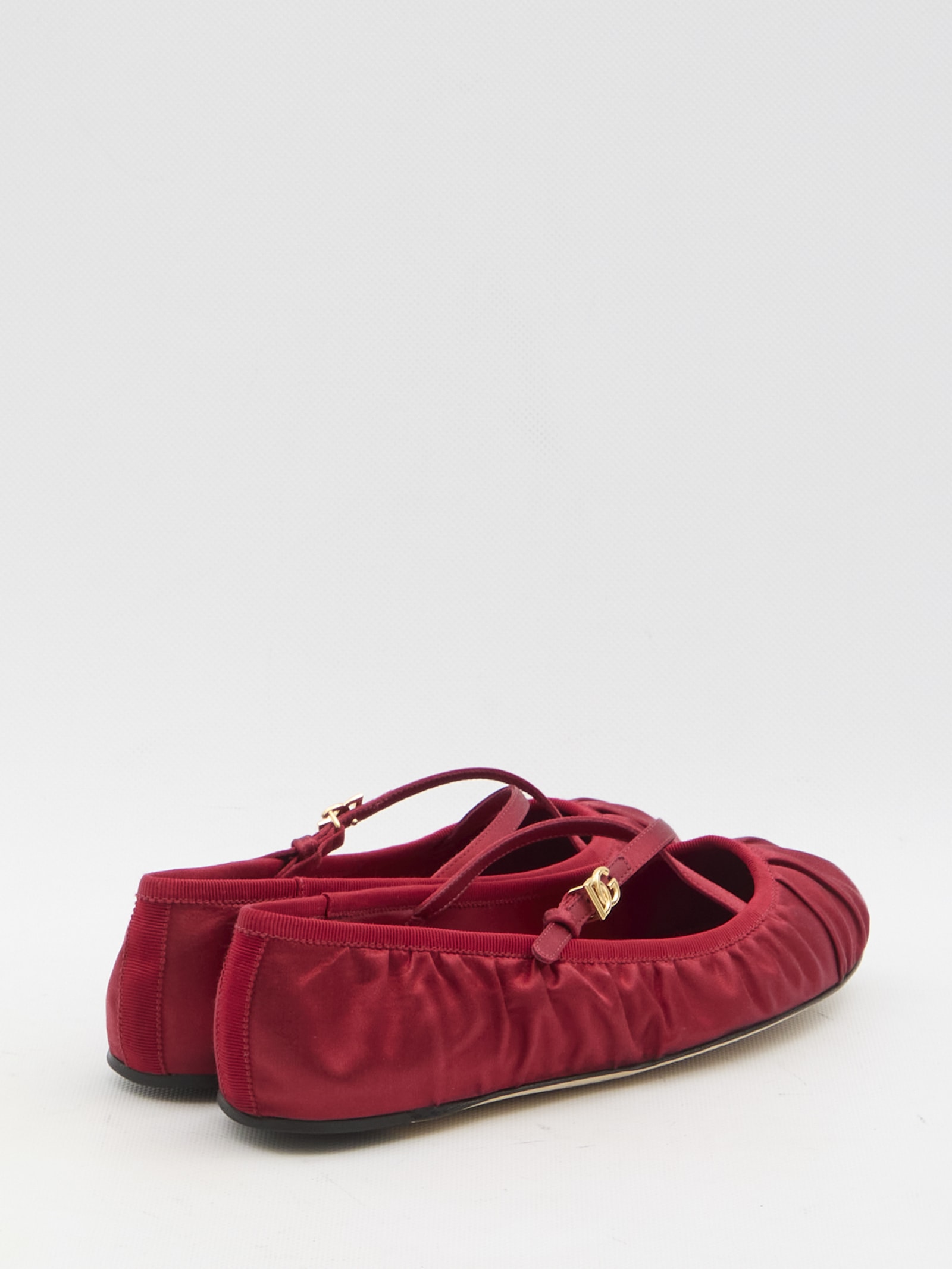 Dolce & Gabbana Ballerinas Satin Leather Sole In Rubino/rubino
