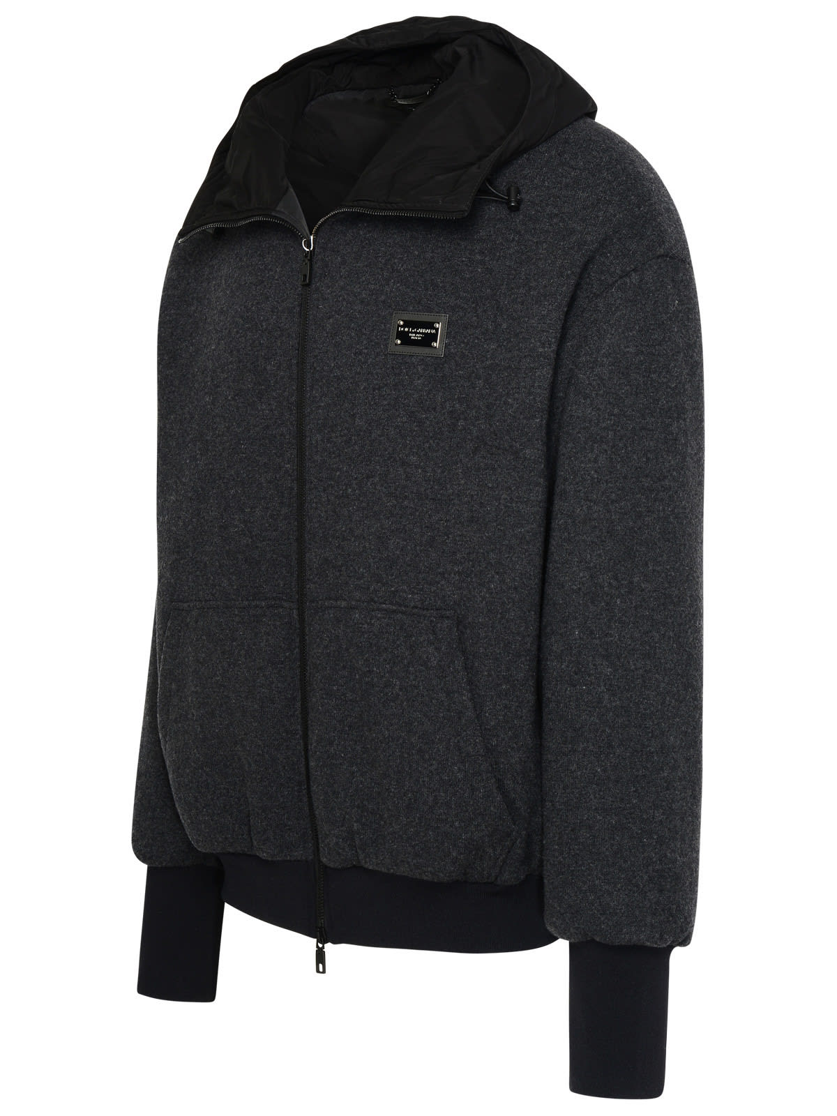 Shop Dolce & Gabbana Grey Wool Blend Bomber Jacket In Black