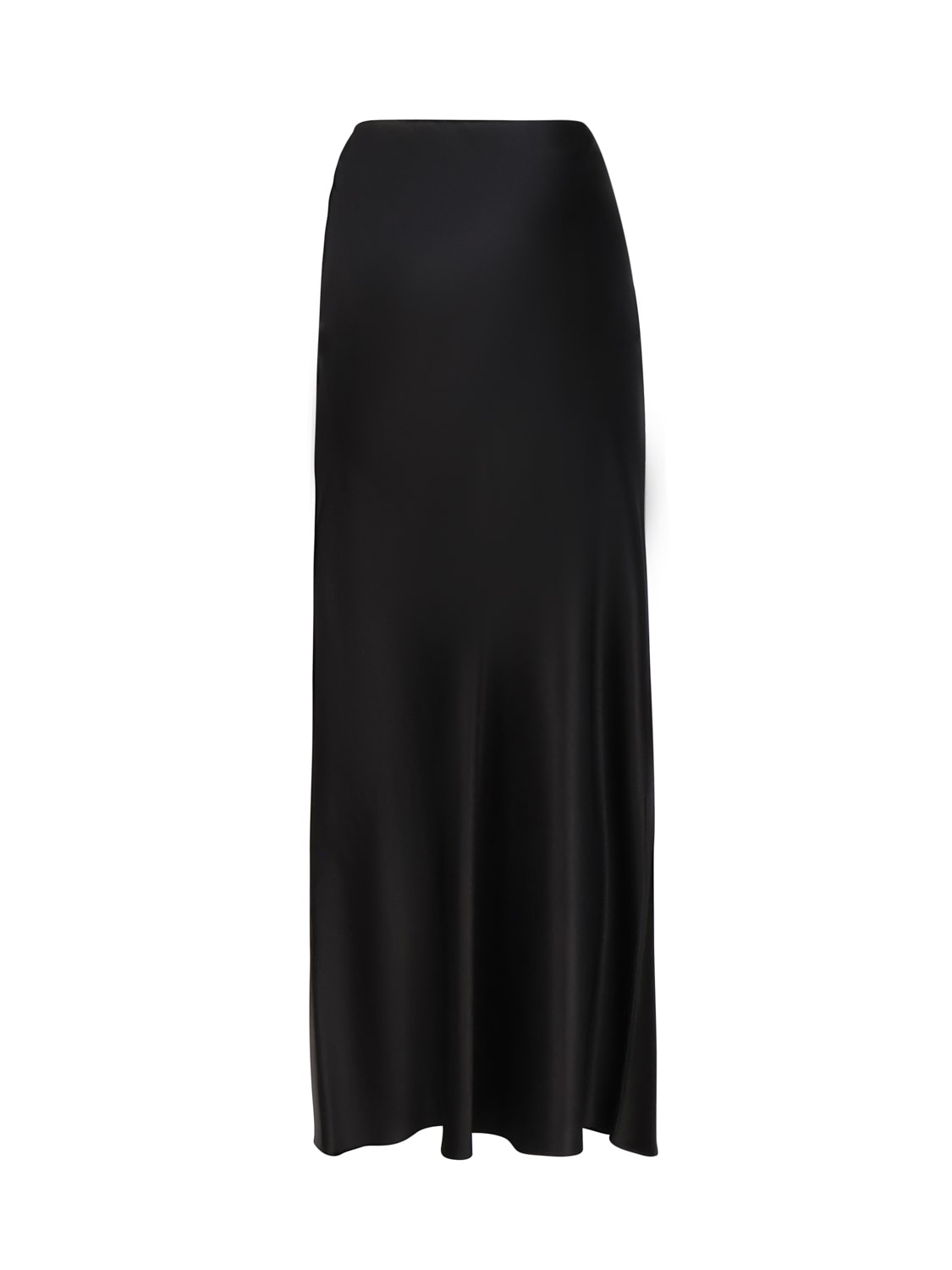 Shop Saint Laurent Long Skirt In Satin In Black