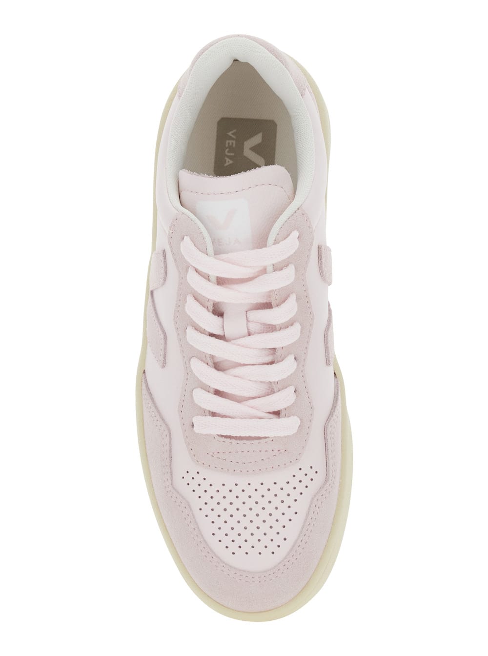 Veja V90 Pink Sneaker With Side Logo And Perforated Toe In Leather Woman In Pink