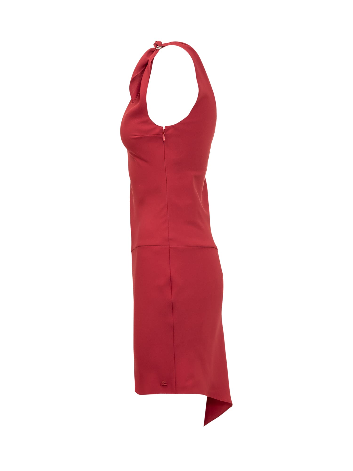 Courrèges Black Polyester Mini Dress In Ruby