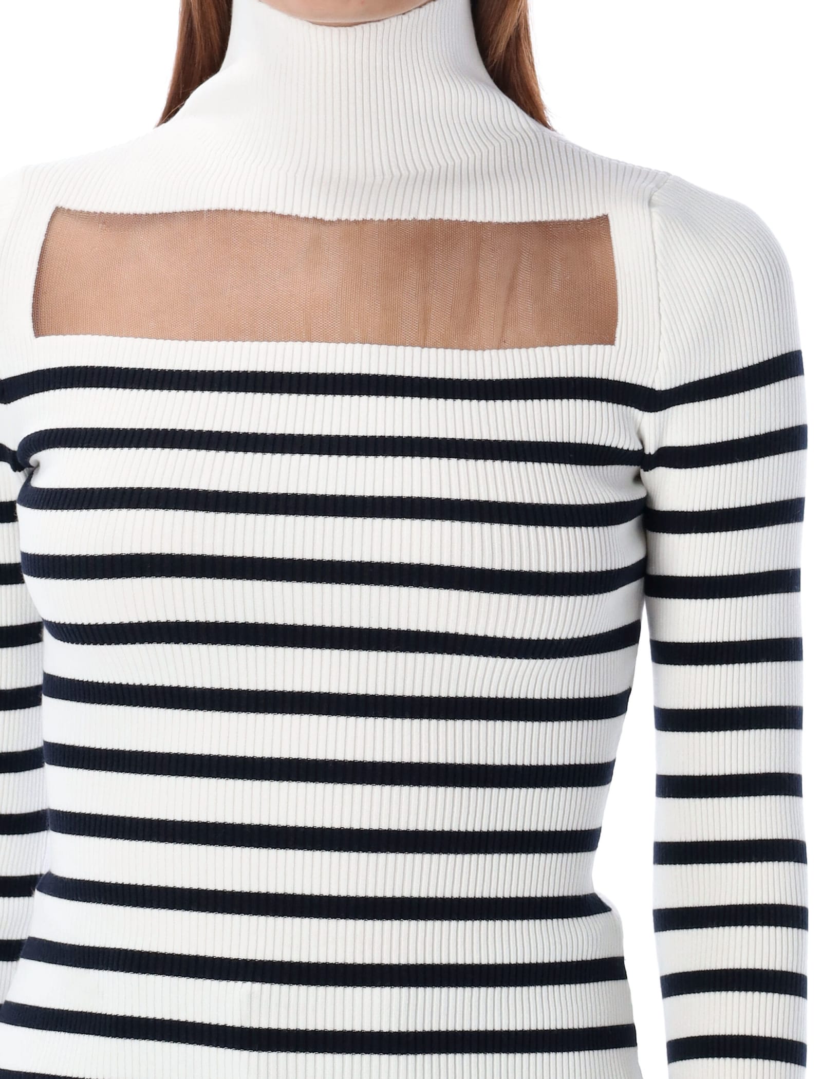 Shop Jean Paul Gaultier Ribbed Marinier Sweater In White Navy