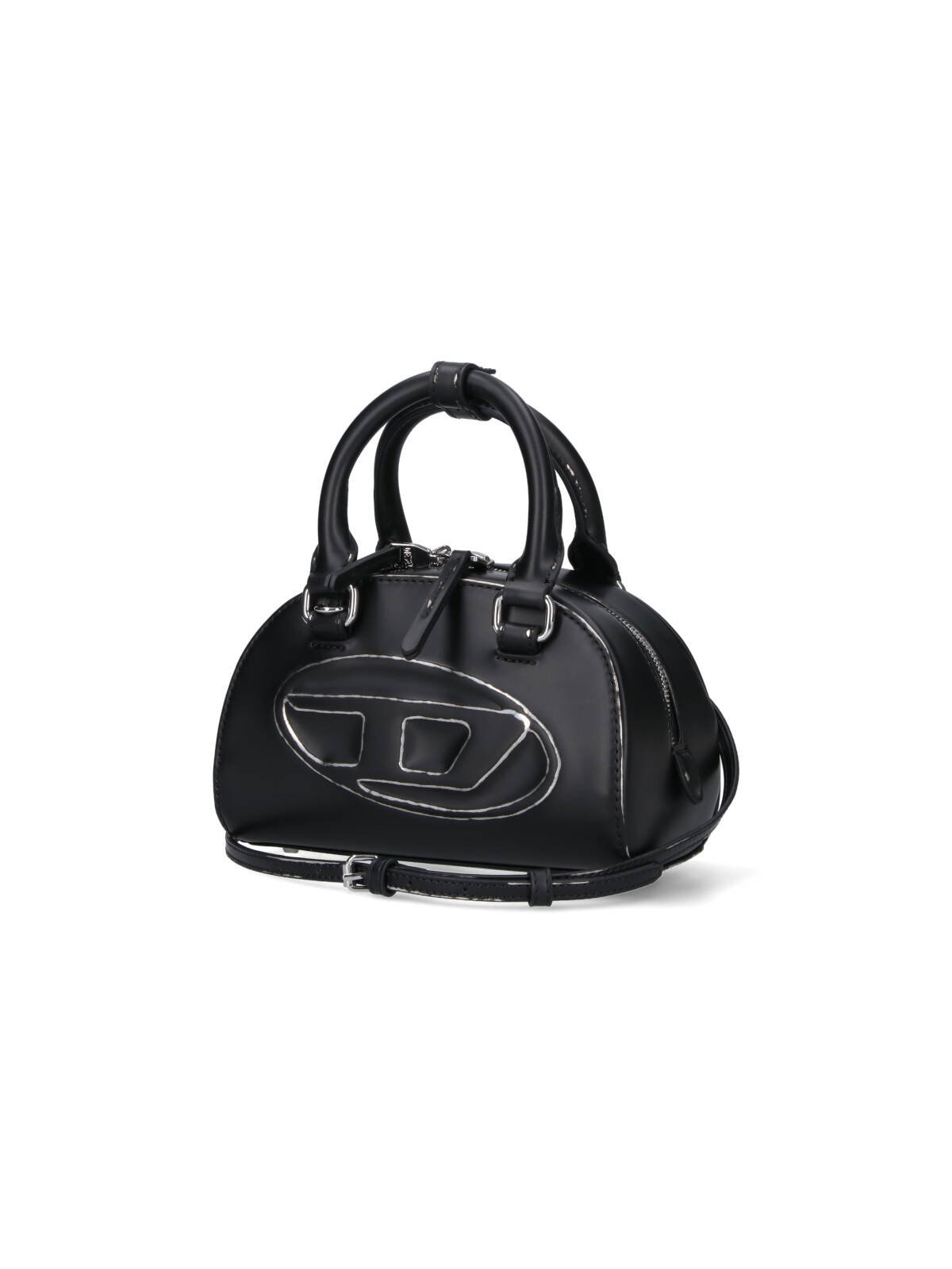 Diesel Womens T8013 1dr Dome Leather Cross-body Bag In Black