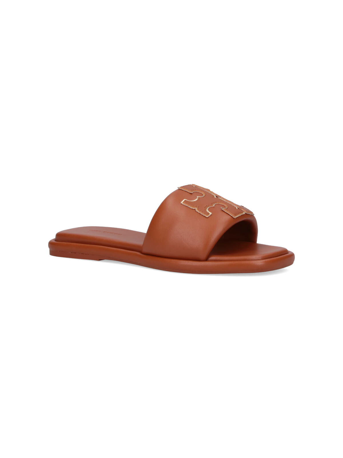 Shop Tory Burch Double T Slide Sandals In Brown