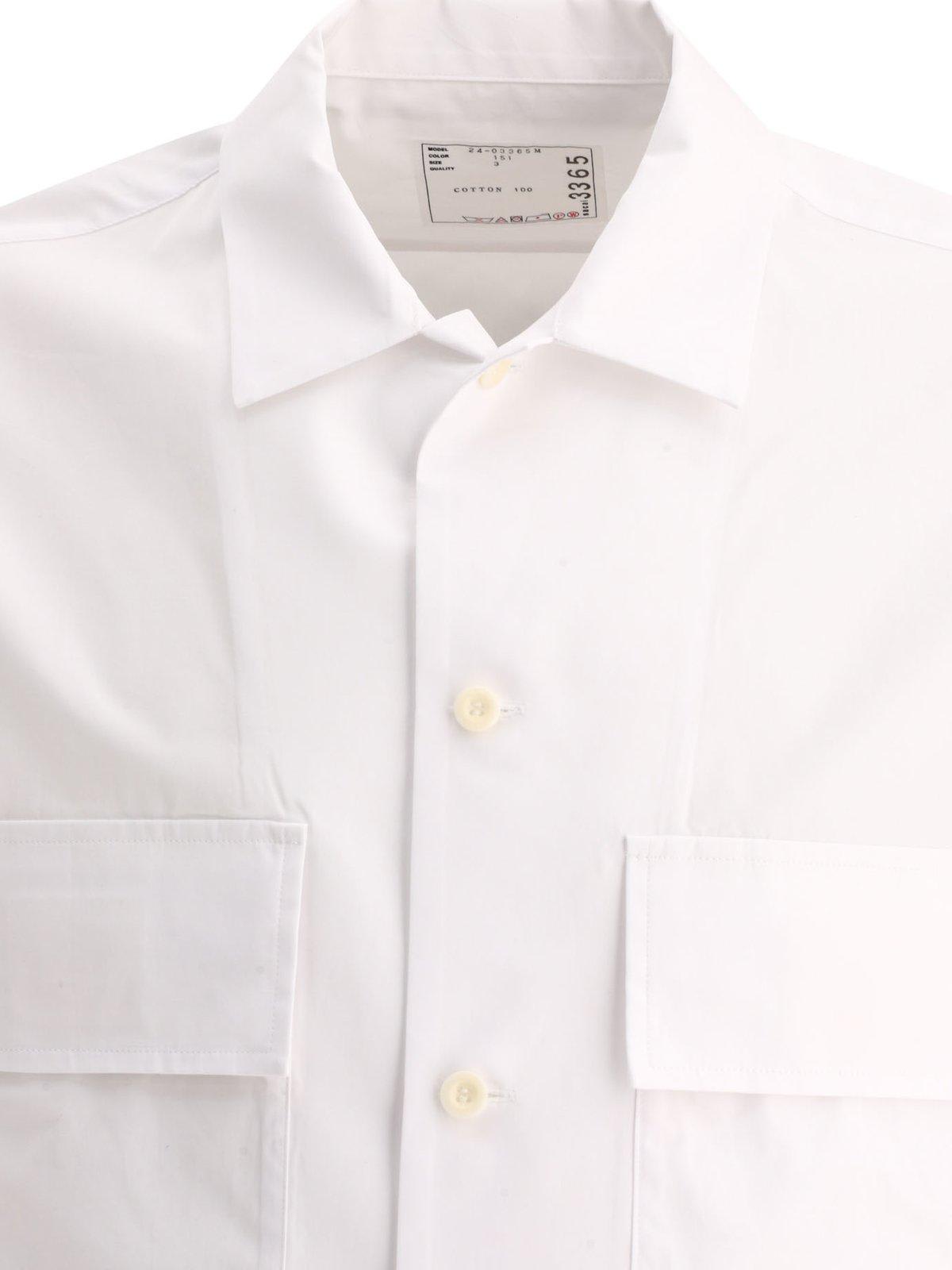 Shop Sacai Short Sleeved Thomas Mason Poplin Shirt In Off White
