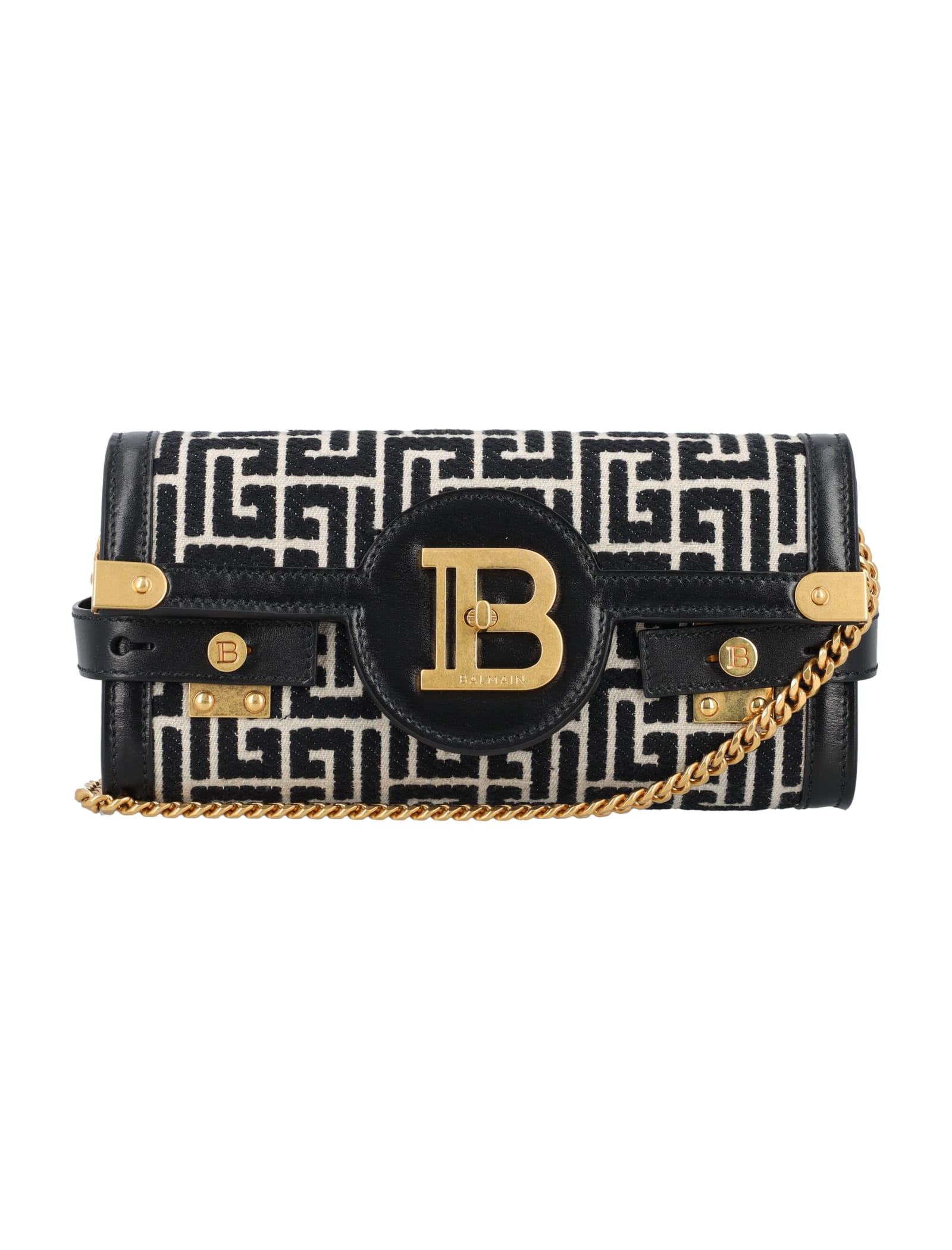 Shop Balmain B-buzz Pouch 23 Monogram In Avorio Nero