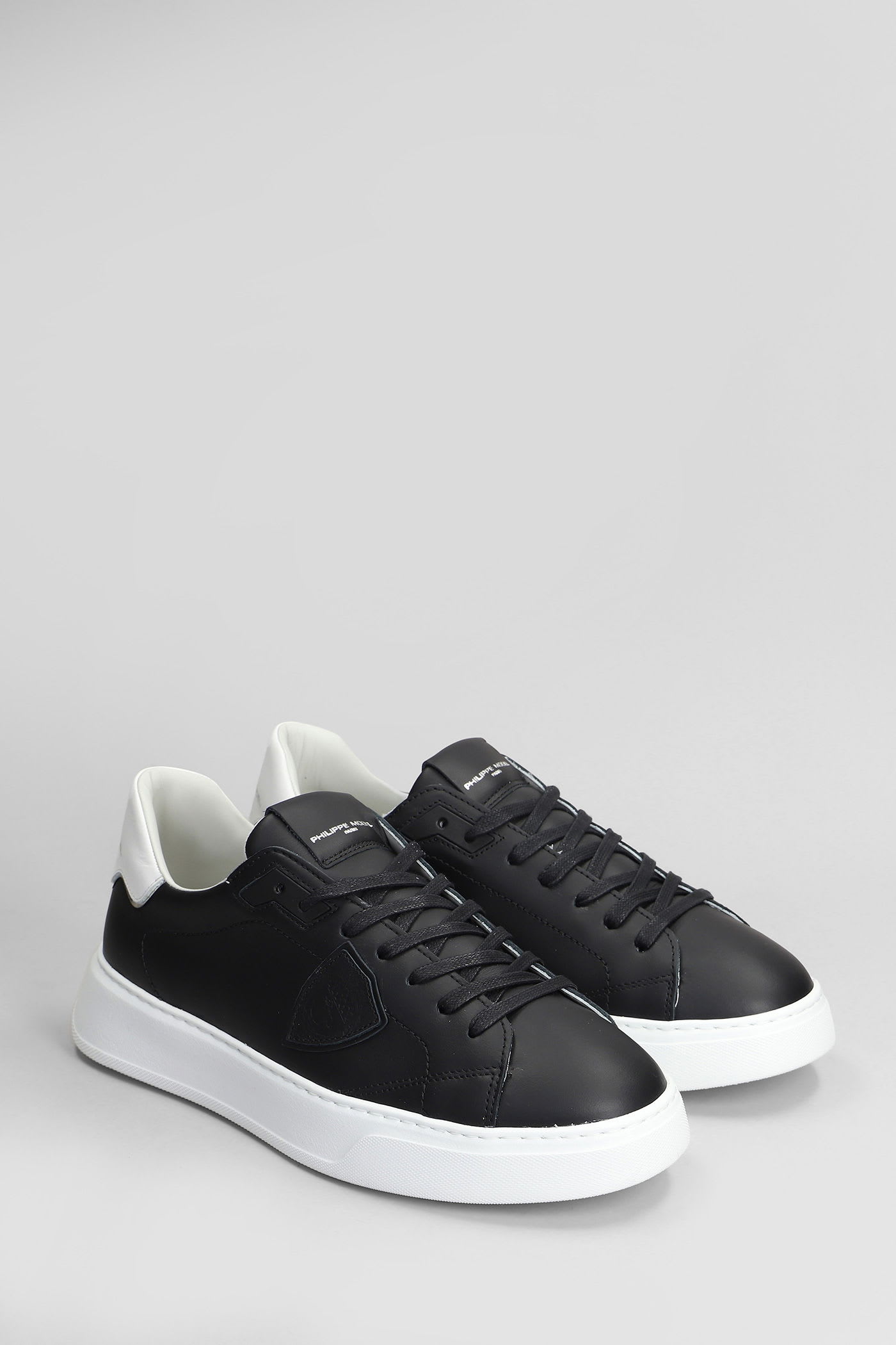 Philippe Model Temple Two-tone Leather Sneakers In Black
