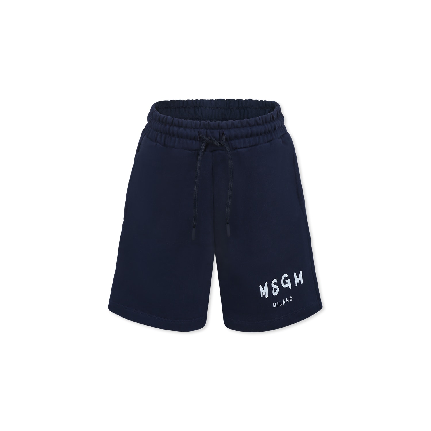 Shop Msgm Blue Shorts For Kids With Logo